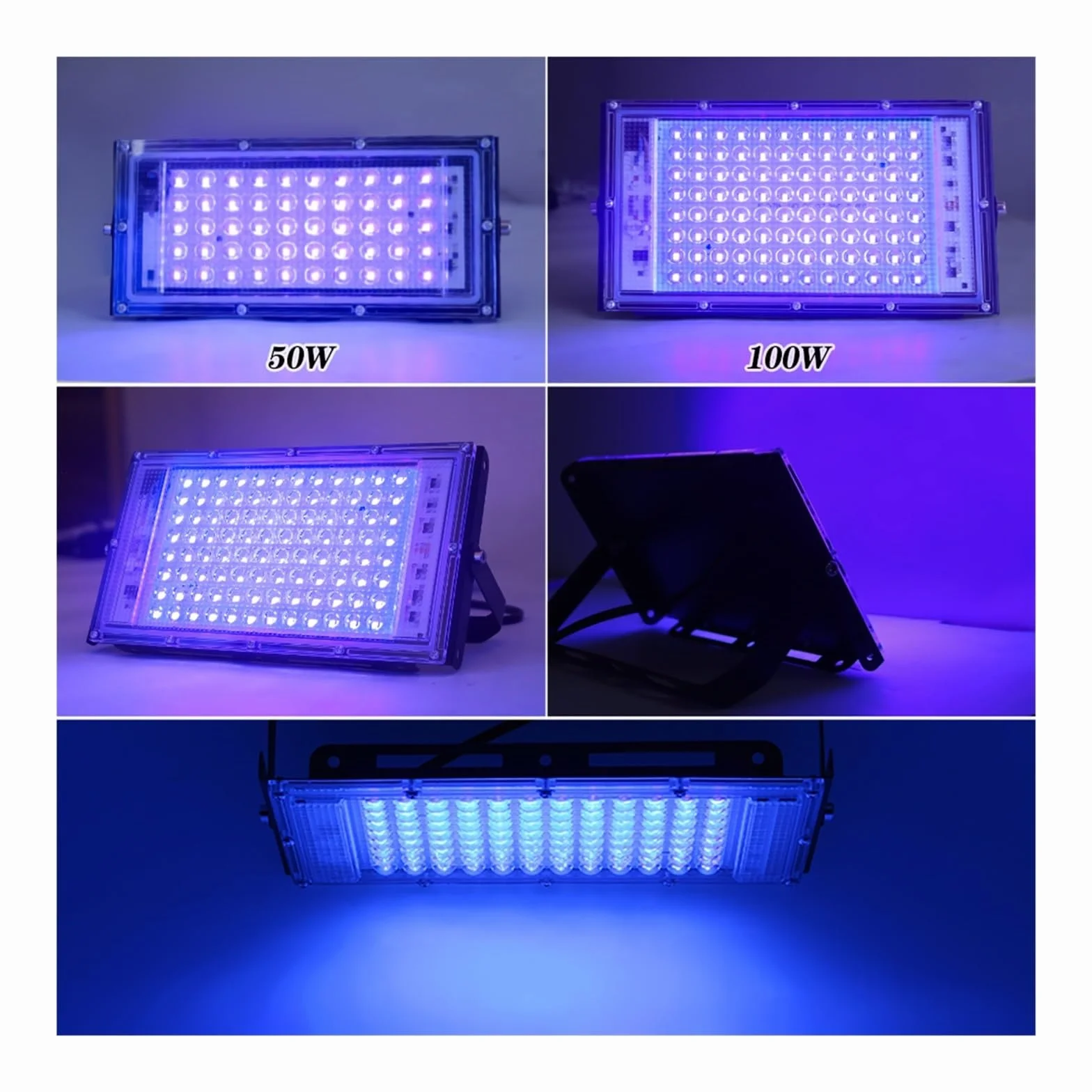 Naświetlacz LED Światło Halogenowe UV 50W 100W 395nm 400nm Ultrafioletowa Fluorescencyjna Lampa Sceniczna Do Baru Potańcówka Blacklight Oświetlenie krajobrazu RGB(50W with plug)