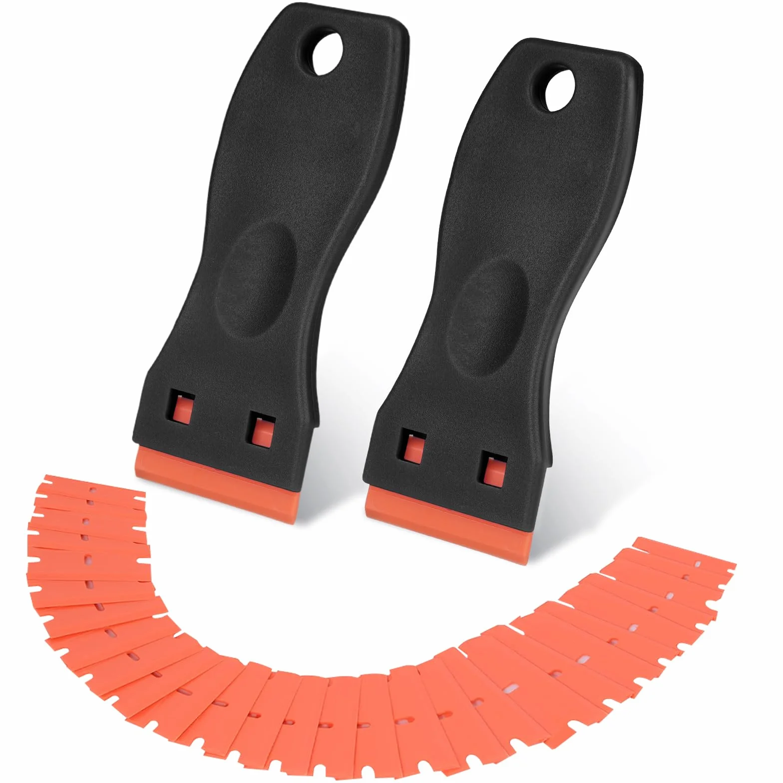 Flintronic 2 szt. Profesjonalny wielofunkcyjny skrobak do szkła ceramicznego z 120 ostrzami z tworzywa sztucznego, do szkła i ceramiki szklanej, usuwania kleju, malowania, naklejek, barwnika, czarny