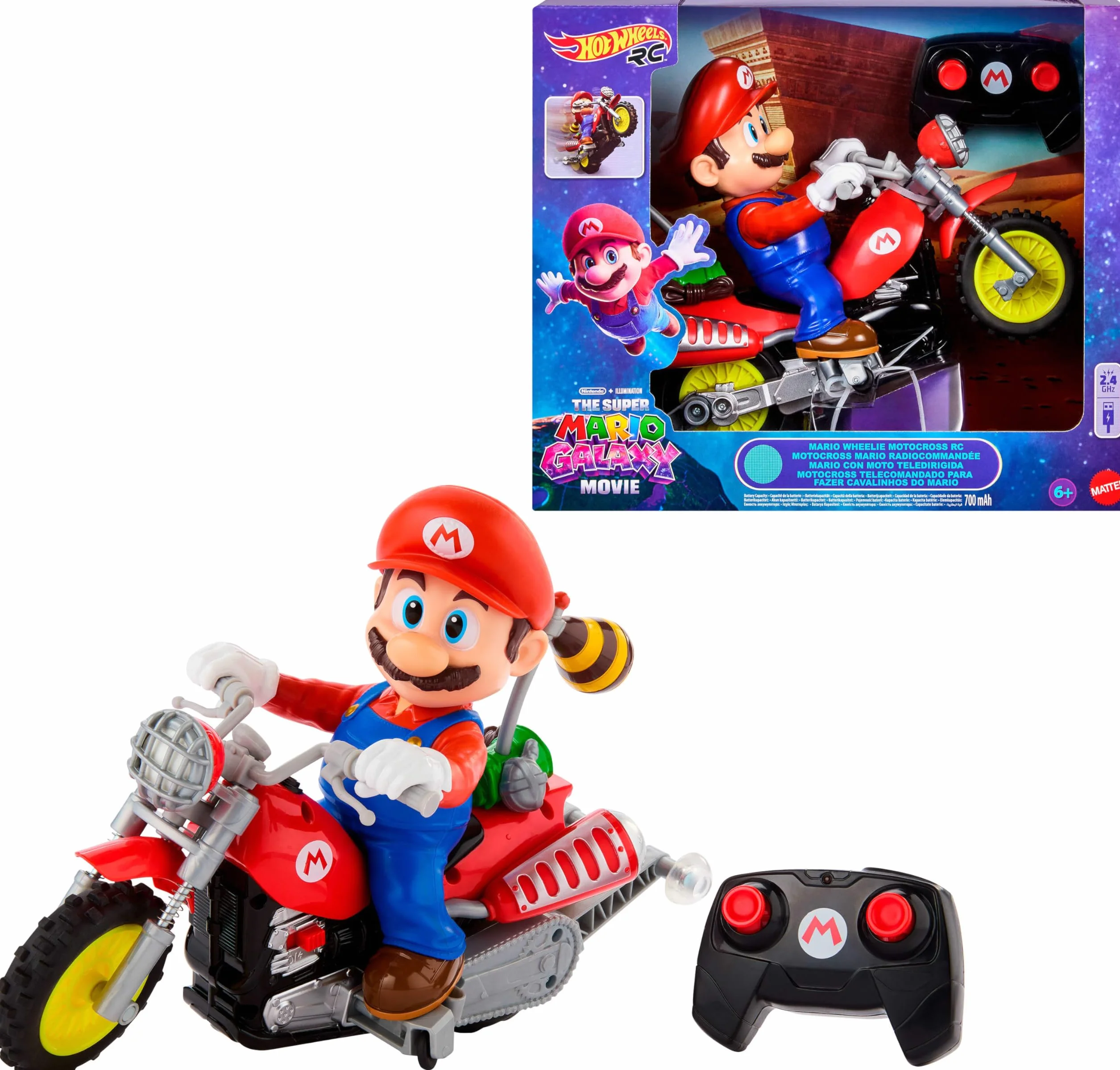 Hot Wheels Mario Wheelie Motocross RC, zdalnie sterowany motocykl