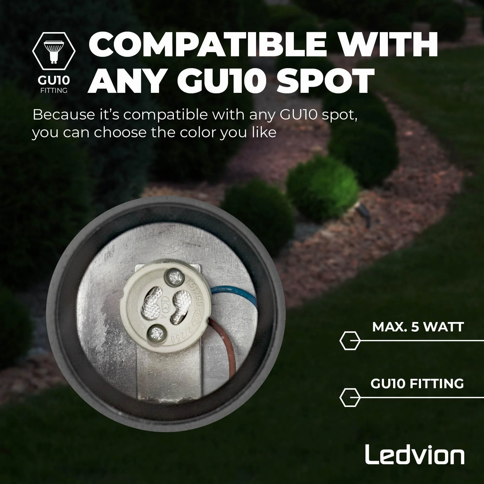 Ledvion Reflektory LED do ogrodu, aluminium anttracite, IP65, złącze GU10, 1 metr kablowy, reflektor LED, do użytku na zewnątrz