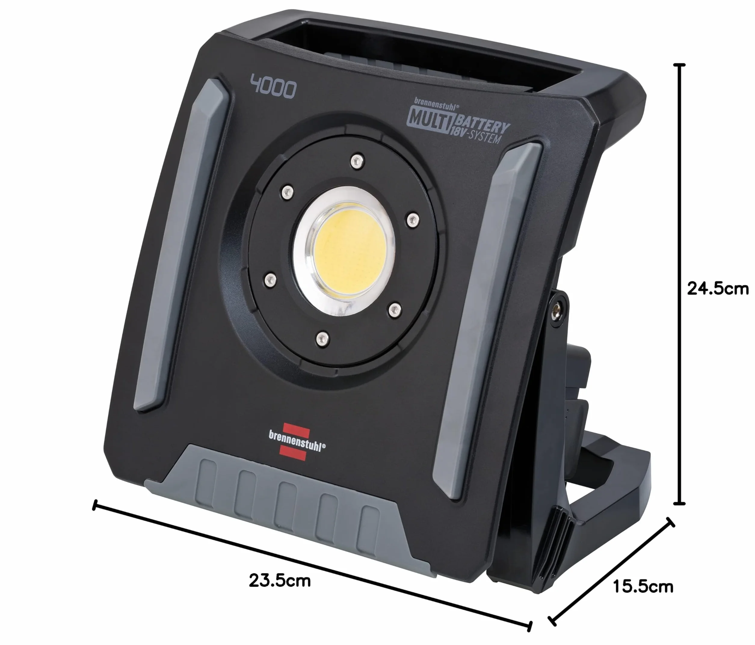Brennenstuhl Professional Multi Battery 18V System Reflektor LED 4000 MA kompatybilny z akumulatorami 18V od 10 różnych producentów (w tym adapter interfejsu, 40W, 4500lm, IP65, bez akumulatora)