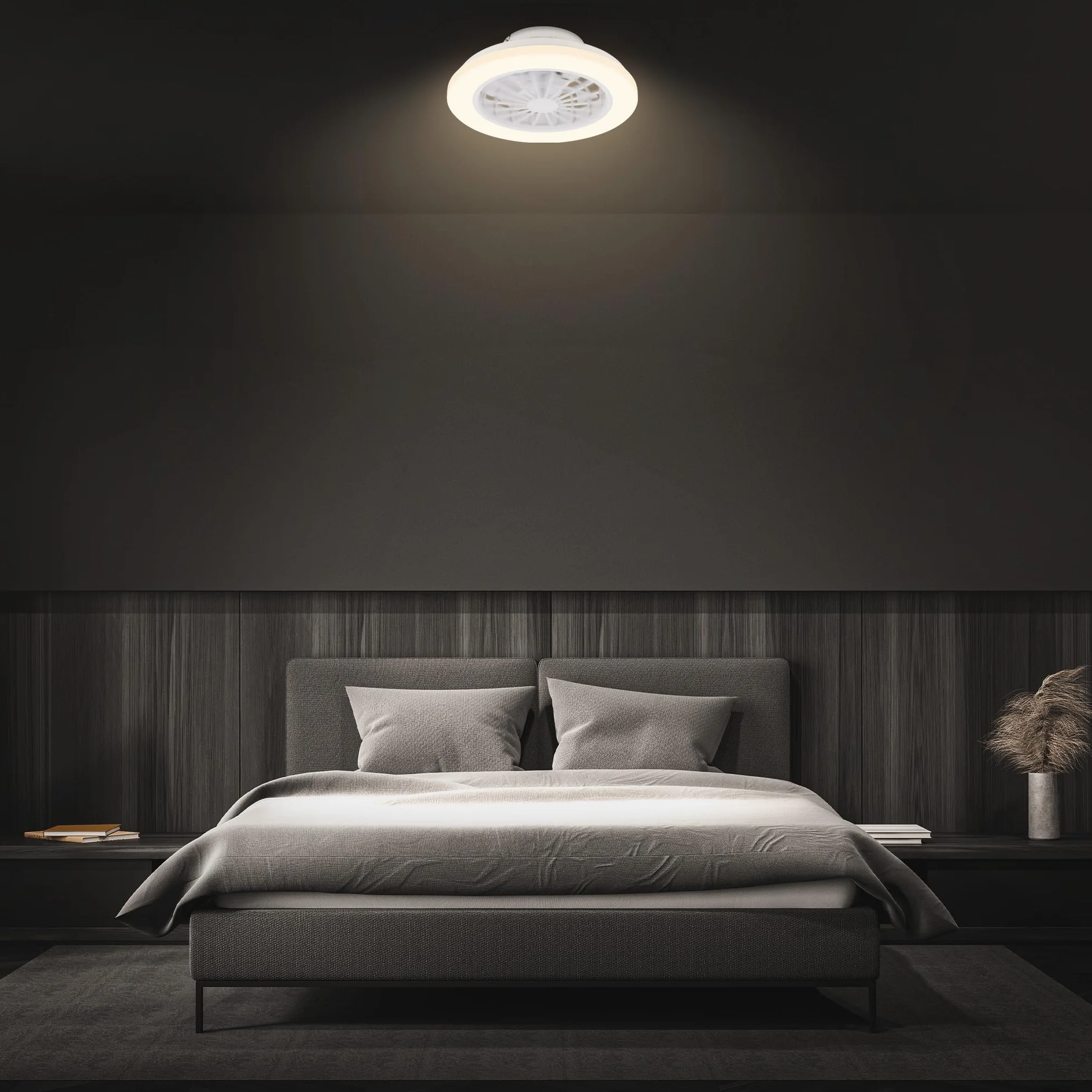 BRILONER - Lampa sufitowa z wentylatorem LED CCT, 24 W i 2600 lm, 5 prędkości, regulowana temperatura barwowa 3000–6500 K, pilot, ściemnianie, timer, tryb lato/zima, 38 x 14 cm, biała