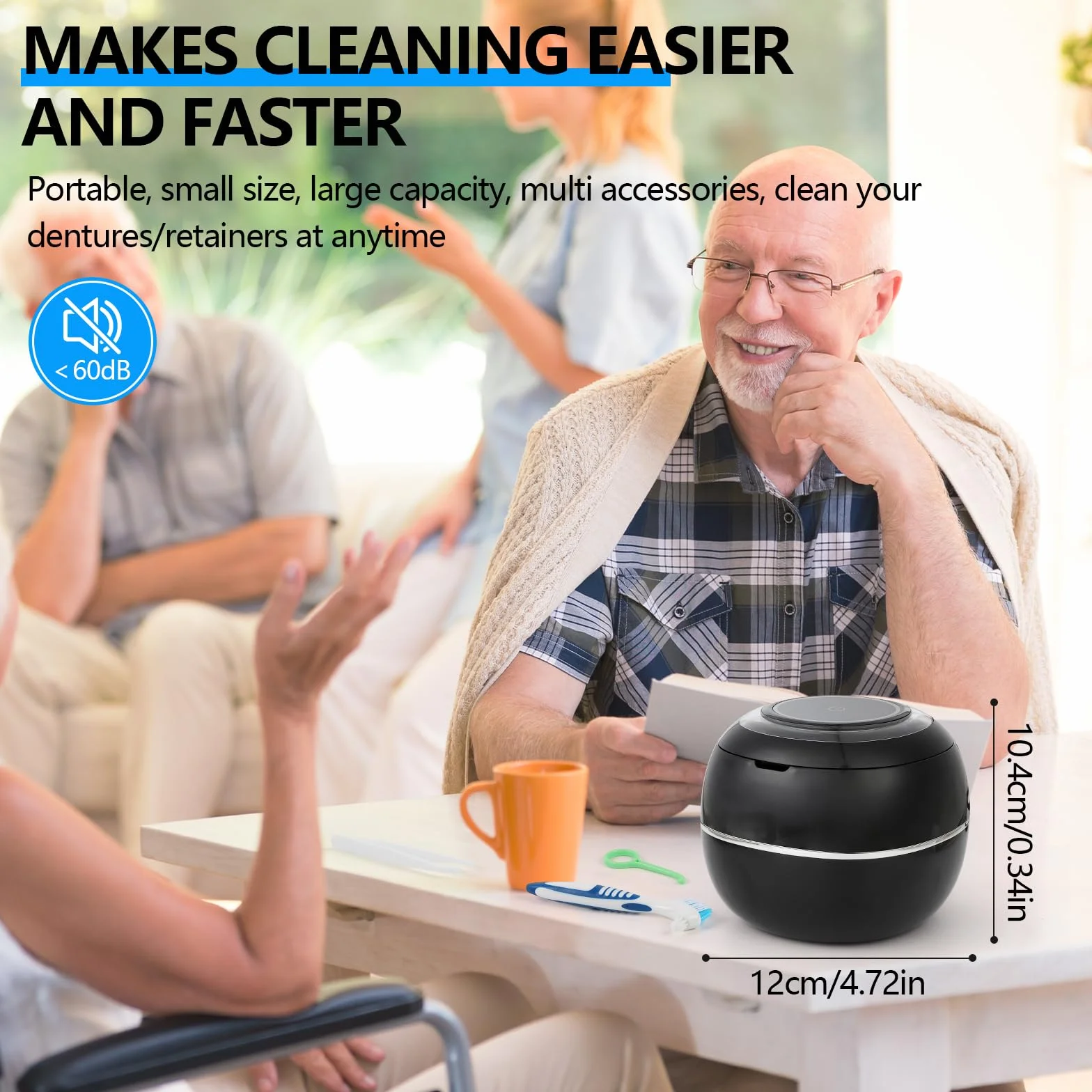 Ultrasoniczne urządzenie do czyszczenia protez, 42000 Hz, 180 ml, ultradźwiękowe urządzenie do czyszczenia UV, 30 W, do protez zębowych, korektorów, ochraniaczy i ochrony jamy ustnej (czarne)