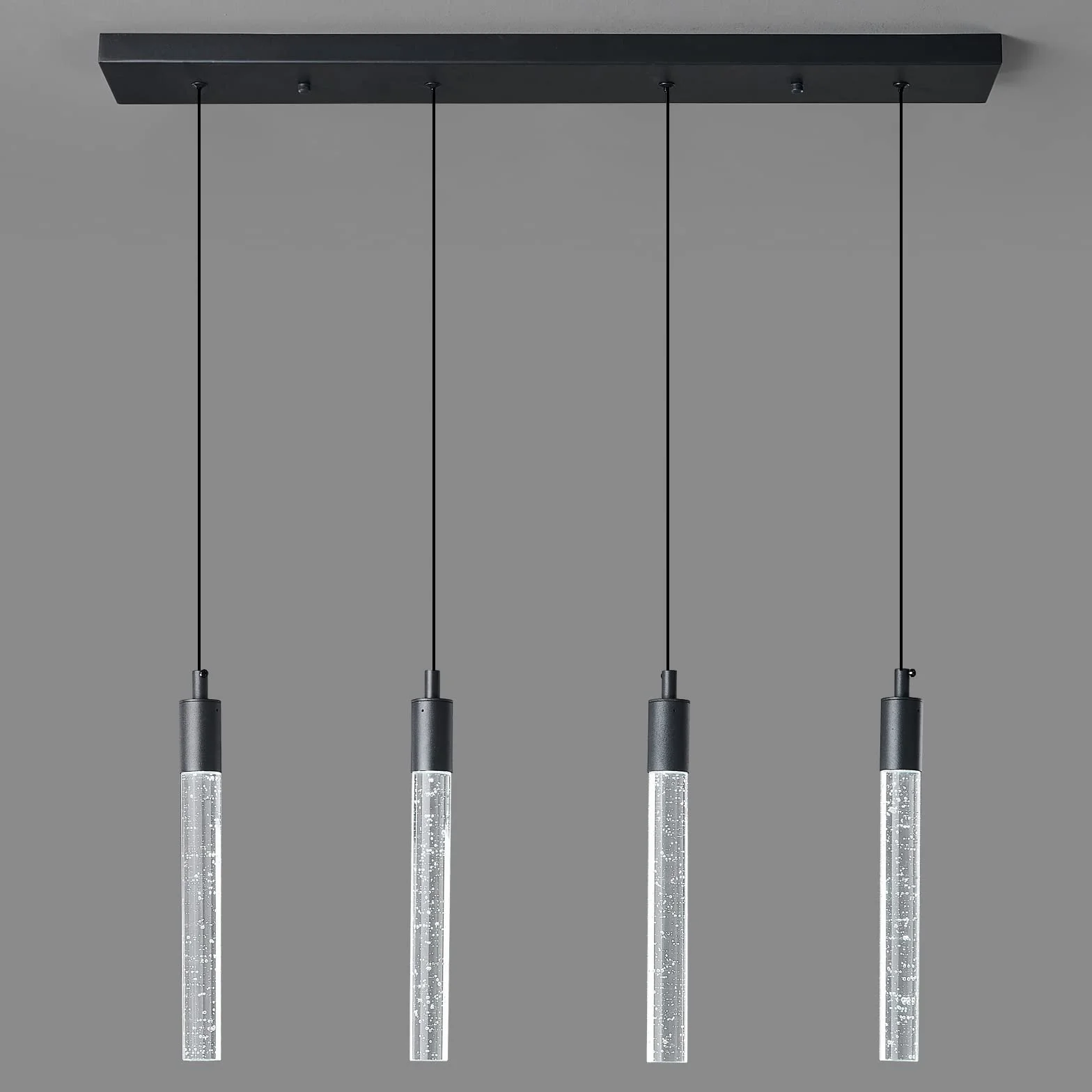 Nowoczesna lampa wisząca LED, czarna, mini lampa wisząca, do sypialni, stolik nocny, mała lampa wisząca (4 światła)