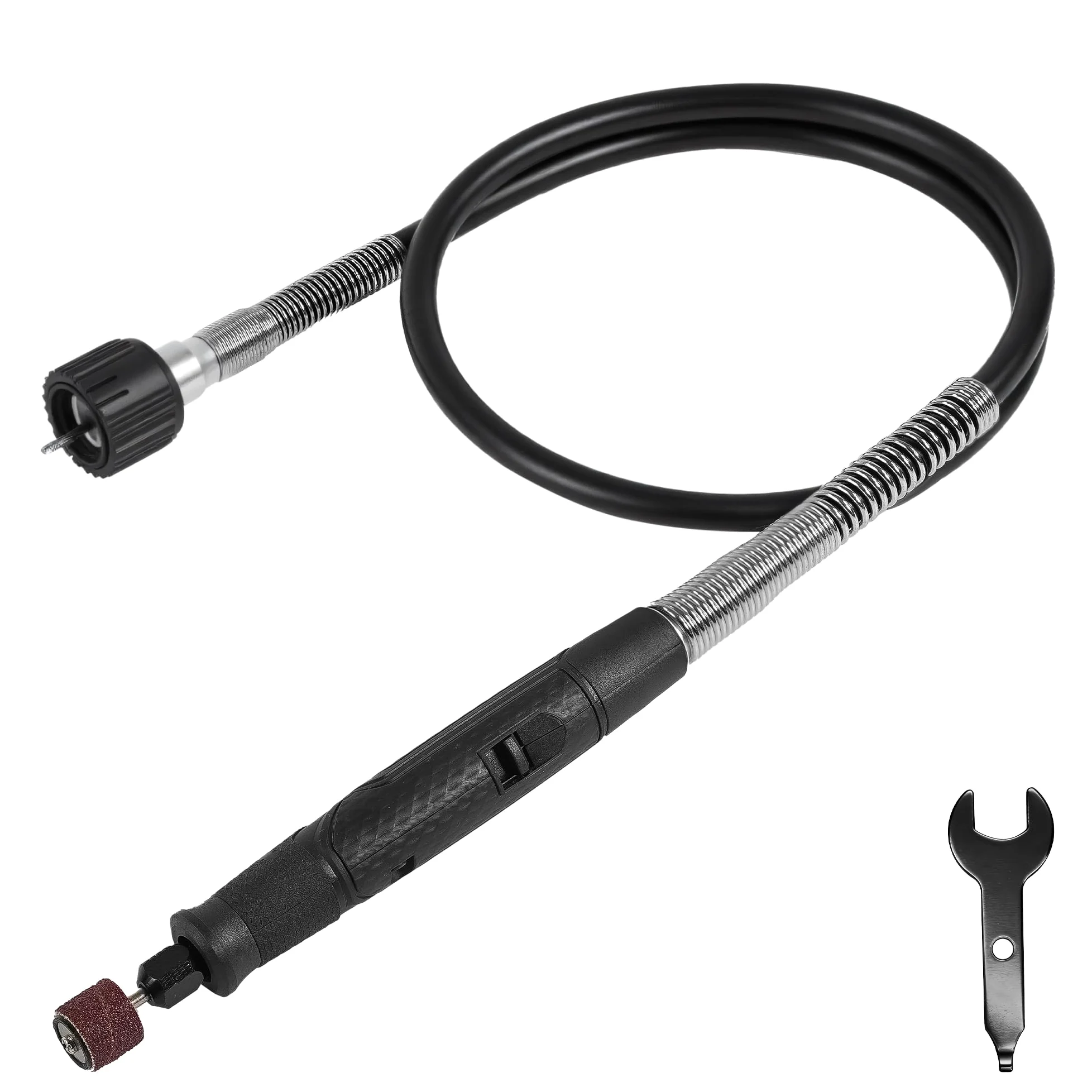 Narzędzie obrotowe z elastycznym trzonkiem z wygodnym uchwytem i kablem o długości 91,4 cm, polerką i mini szlifierką, idealne do szczegółowego grawerowania metalu, rzeźbienia w drewnie i polerowania