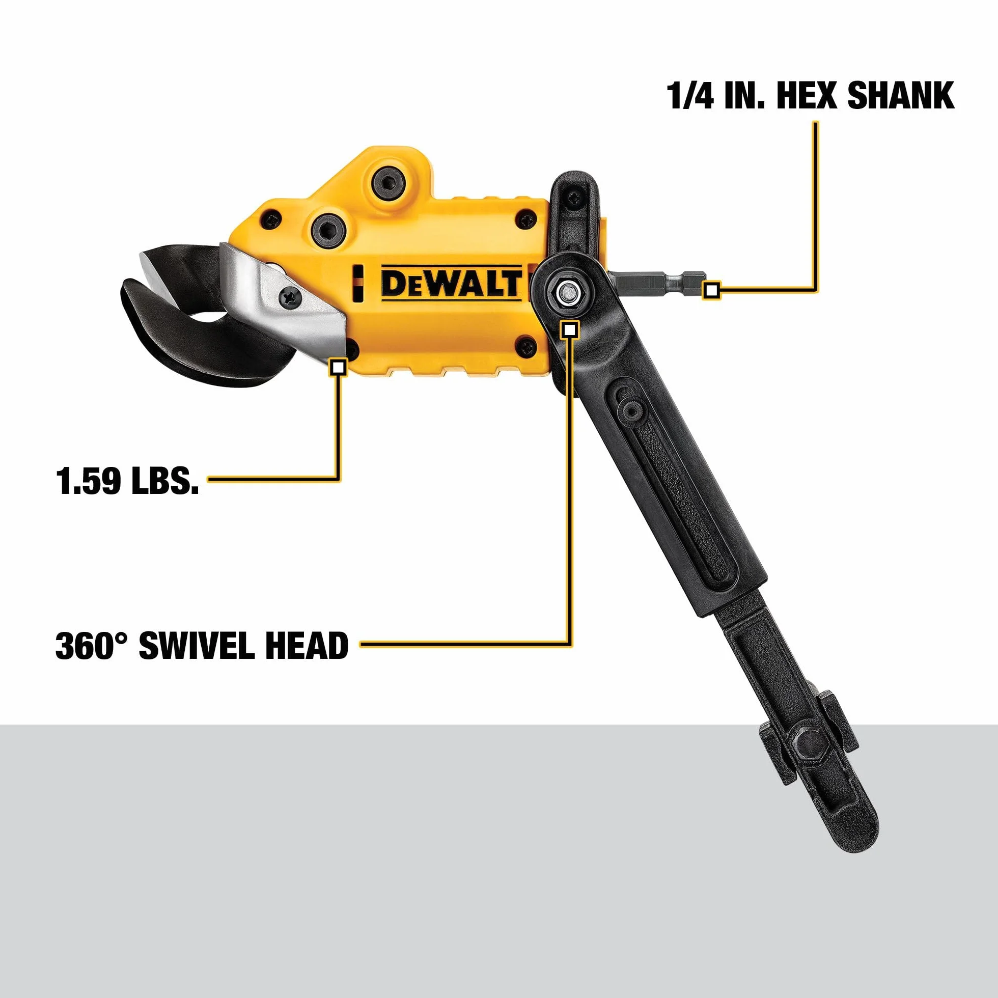 DEWALT DWASHRIR Metalowe nożyce mocujące, gotowe do uderzenia, czarny/żółty