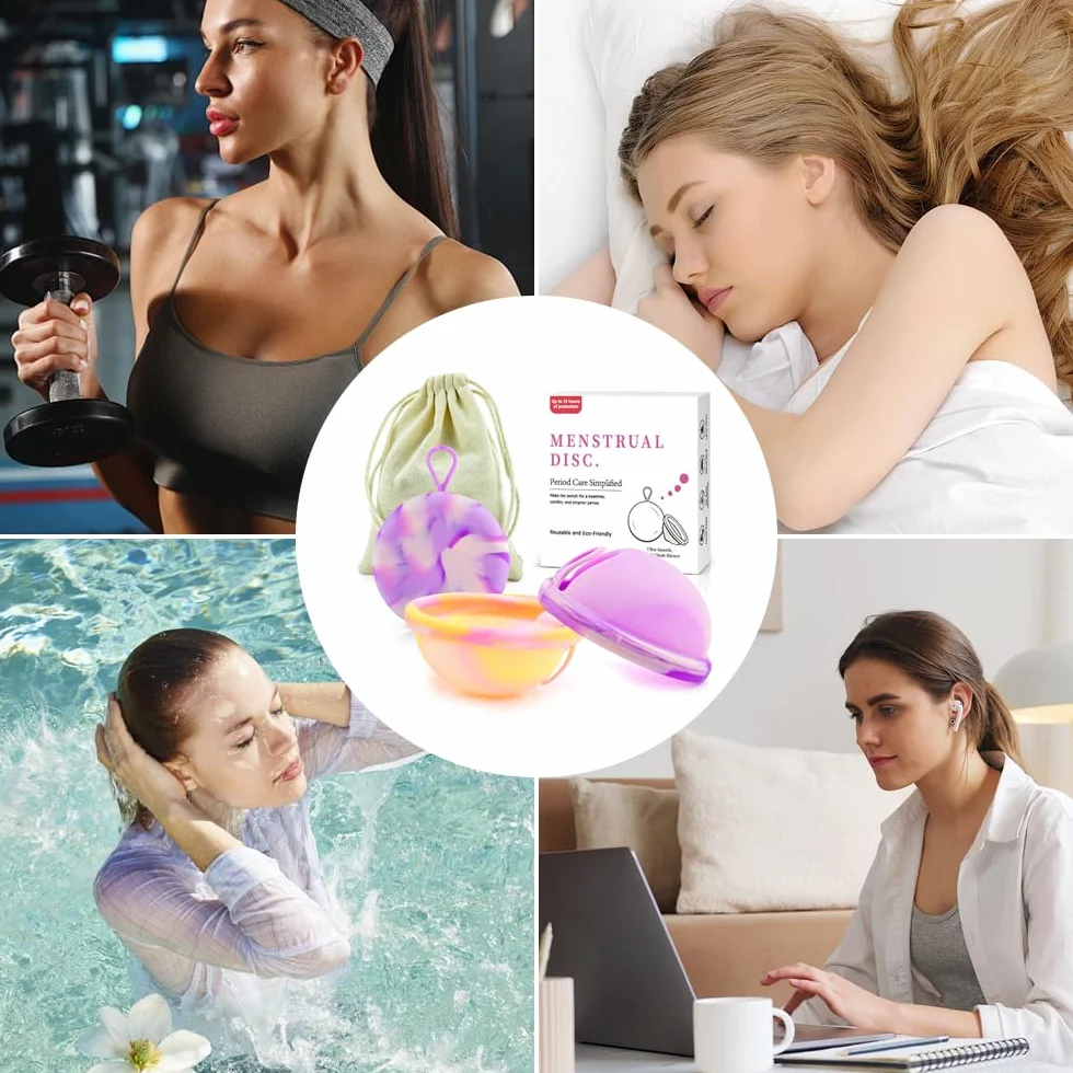 Kubek menstruacyjny, miękki kubek menstruacyjny wielokrotnego użytku, wielokrotnego użytku z 1 krążkiem menstruacyjnym S i kubkiem menstruacyjnym 1L, wykonany w 100% alternatywa dla aktywnych