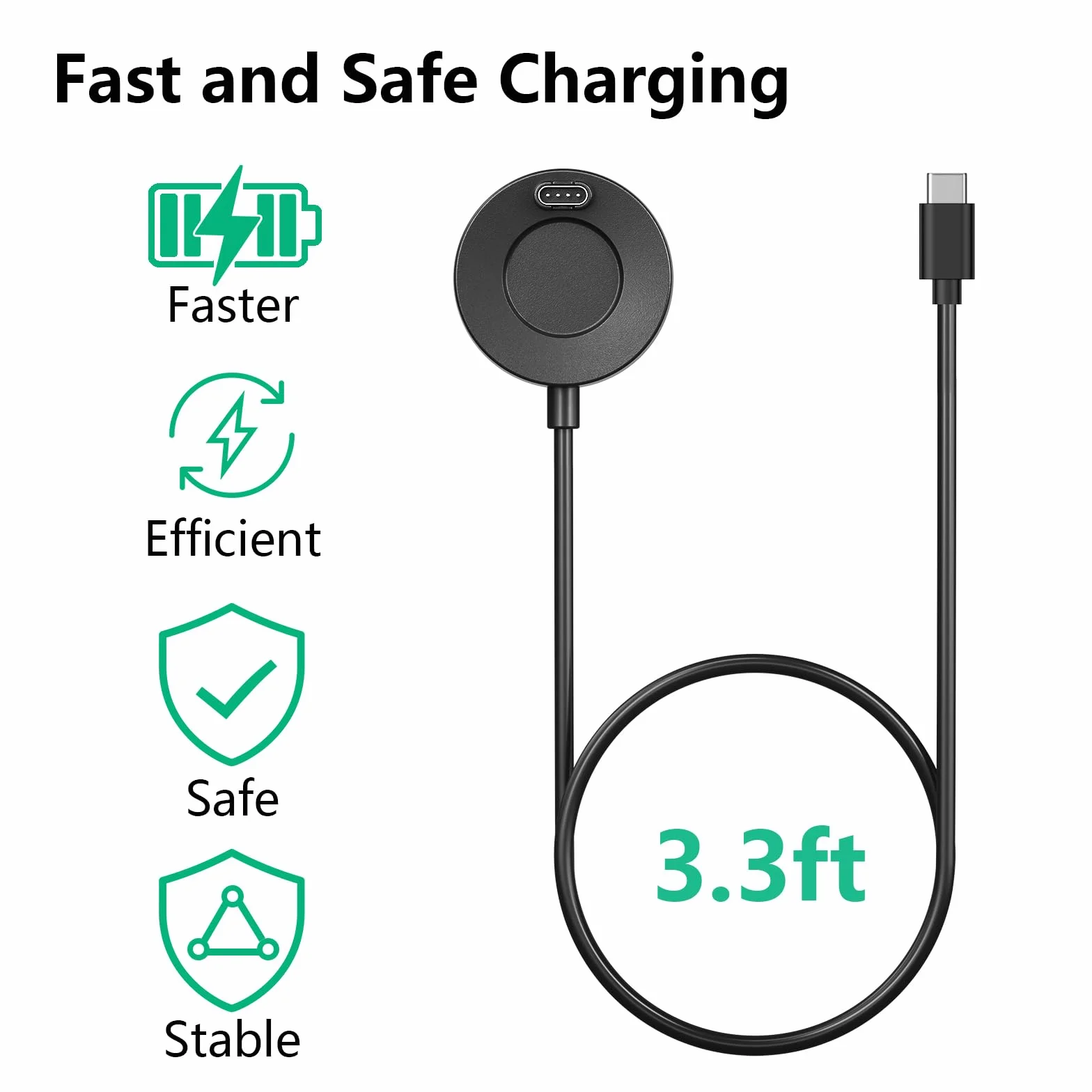 Oumida Kabel do ładowania do Garmin Venu 2 Plus/Sq/Sq 2 Music/Vivoactive 3, ładowarka, USB C, kabel synchronizacji danych do Garmin Fenix 7/6/5 (czarny)
