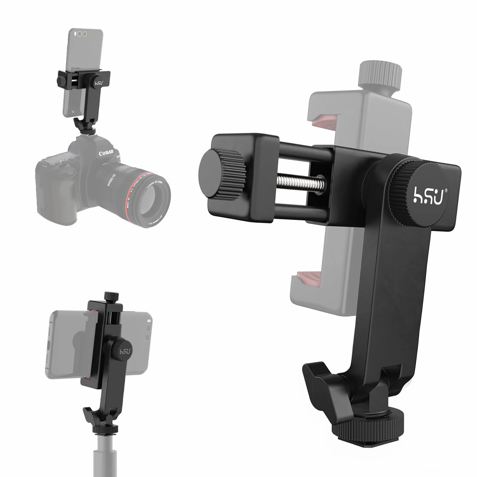 HSU Uchwyt na telefon z zimną stopką, uniwersalny adapter do statywu, 5,3-10 cm, do fotografii mobilnej