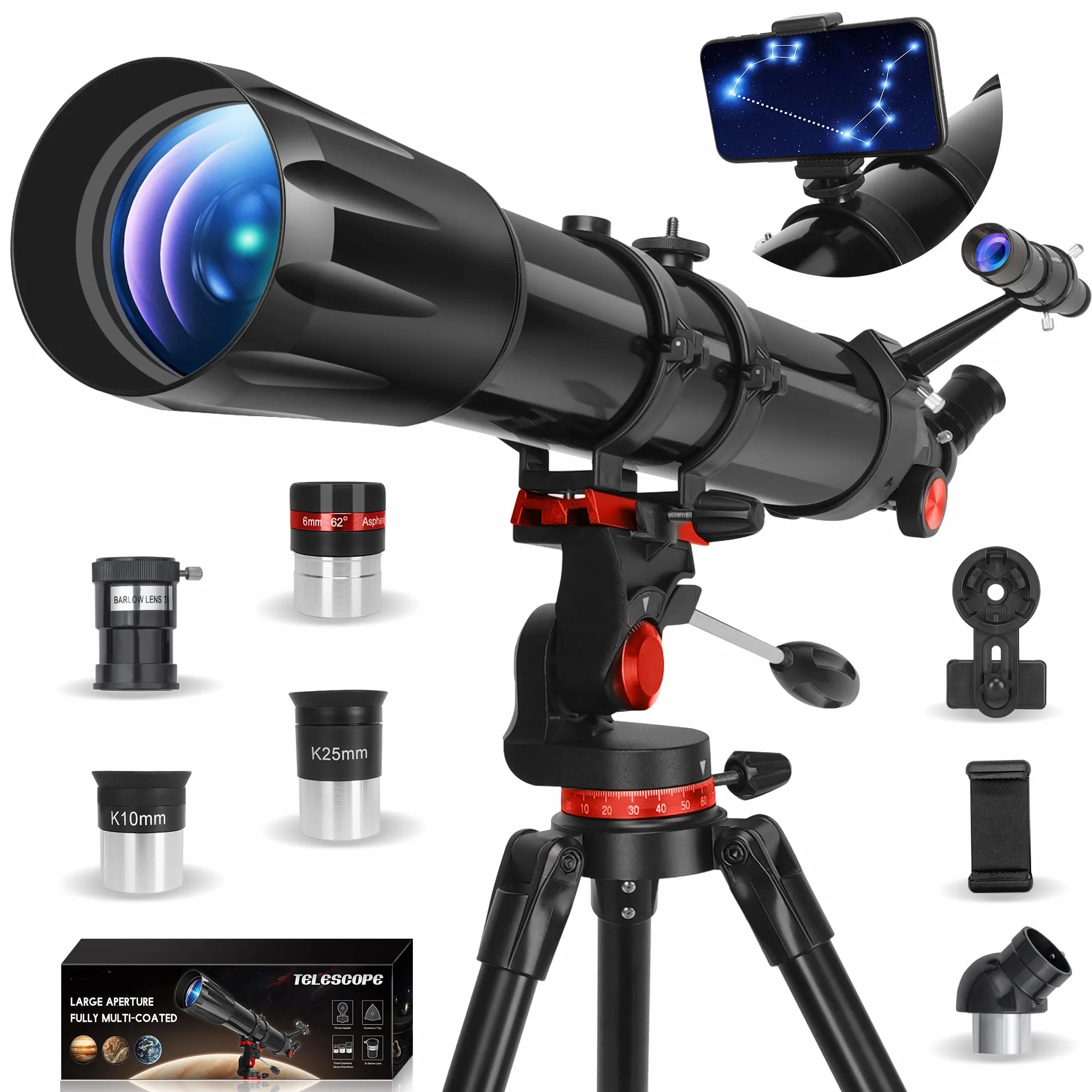 Teleskop astronomiczny 90/900 mm refraktor dla dorosłych i dzieci HETEKAN