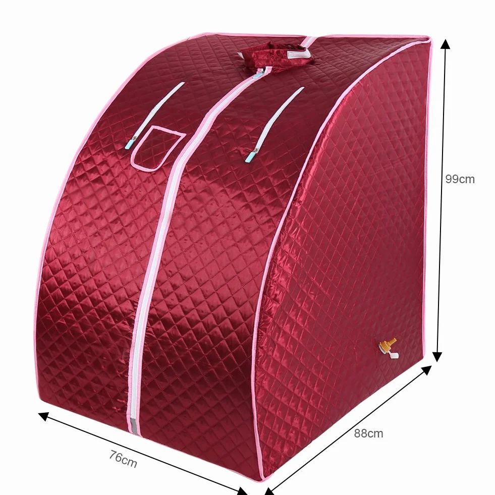 Sauna parowa do domu z namiotem i pilotem, generator pary SPA, 75x35x25 cm, czerwona