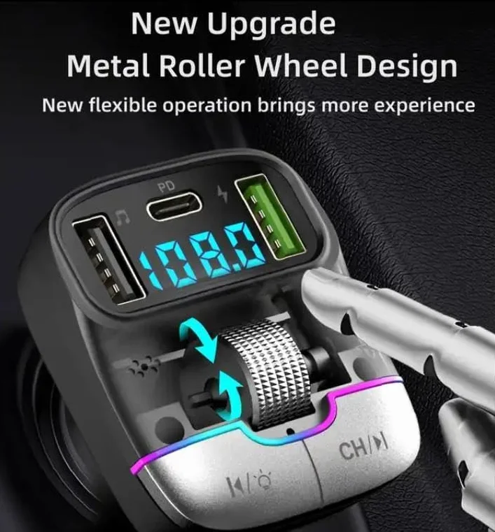 Mp3 Dual USB Qc PD FM Modulator Audio Adapter Ładowarka samochodowa 3D Car Mp3 Player FM Nadajnik Bluetooth 5.3 do samochodu... L (GZ01)