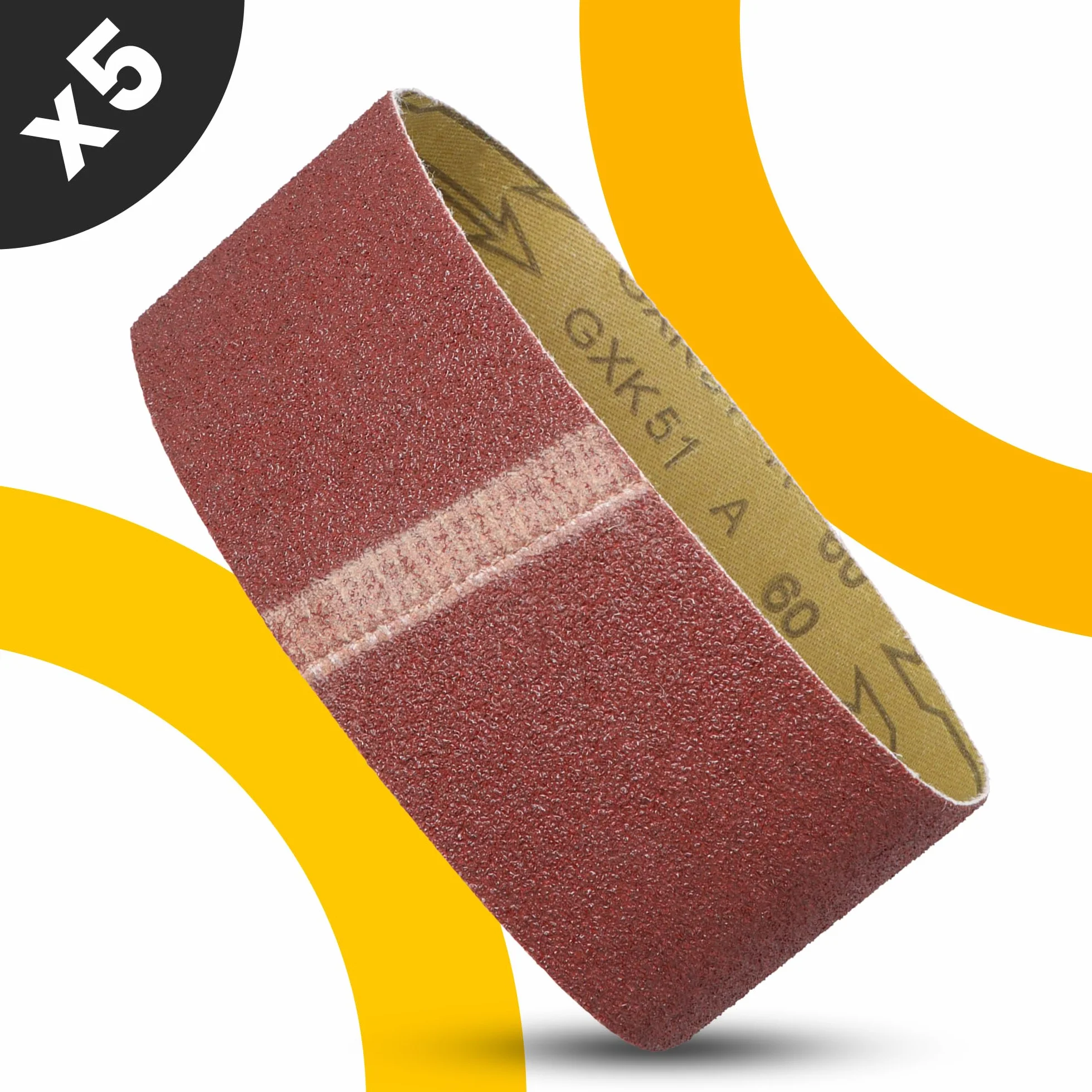 5x Pas Bezkońcowy 75x533 mm P60 Taśma Szlifierska Papier Ścierny Szlifierki Taśmowej Szlifowania Ostrzenia Usuwania Rdzy Zdzierania Wytrzymała Tkanina