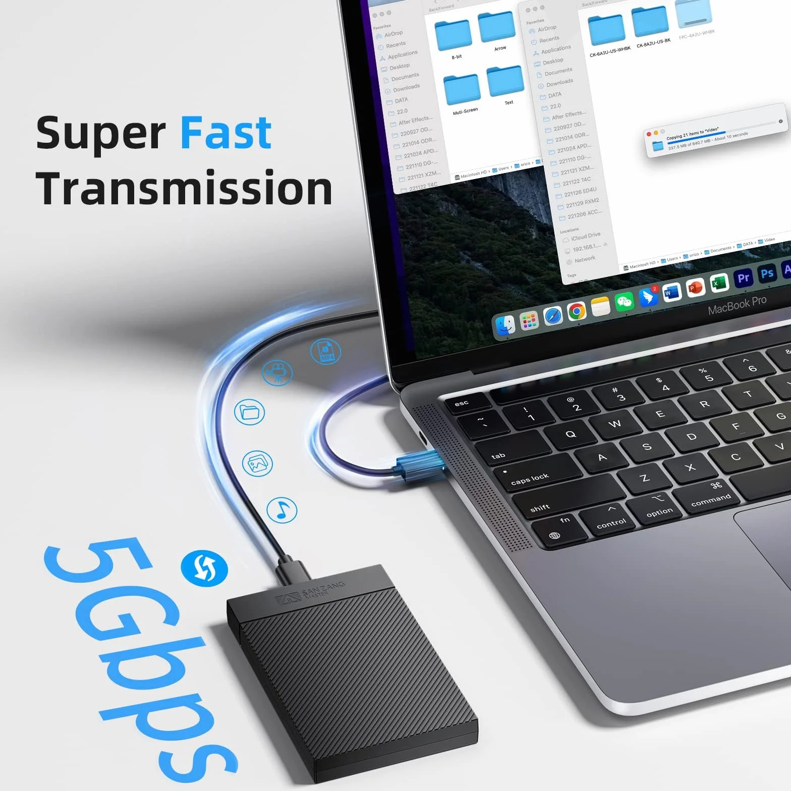 Obudowa dysku twardego 2,5, obudowa dysku twardego 2,5" USB 3.0 z kablem USB 3.0 Bez użycia narzędzi dla 2 5-calowych dysków SSD SATA i wysokości 9,5 mm 7 mm, obsługa UASP i wykończenia