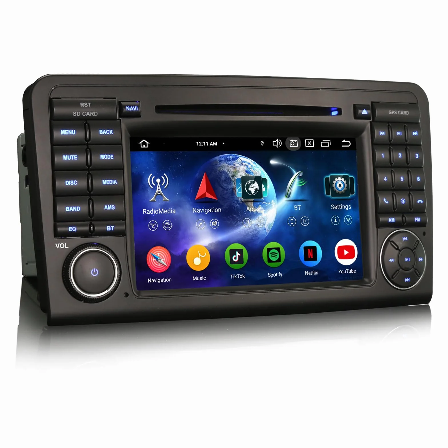 Erisin radio samochodowe Android 14 7-calowy ekran dotykowy 4GB+64GB GPS nawigacja bezprzewodowe CarPlay Android Auto DAB+ WiFi 4G Bluetooth 5.0 DSP