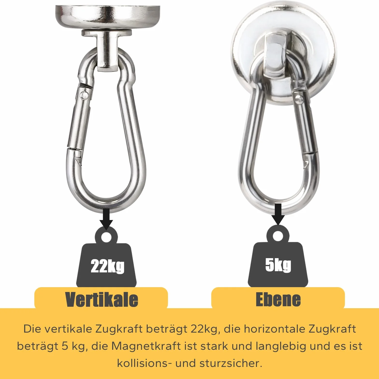 MIN CI 4 haczyki magnetyczne, bardzo mocne, 25 mm, magnesy neodymowe o sile ciągnącej 22 kg, haczyki magnetyczne z oczkiem, do kuchni, łazienki, szafek