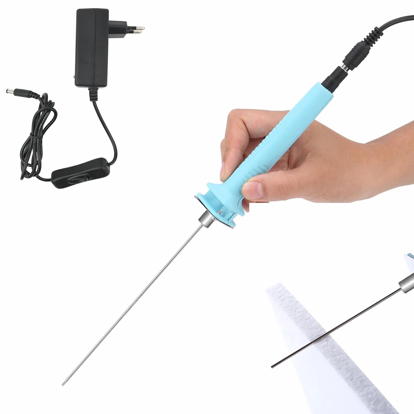 Herbst Przecinak do styropianu, elektryczny przecinak do pianki AC110-240 V, trzpień tnący, wtyczka UE, nóż do cięcia piany 10 cm do cięcia drutu na gorąco do łuku styropian