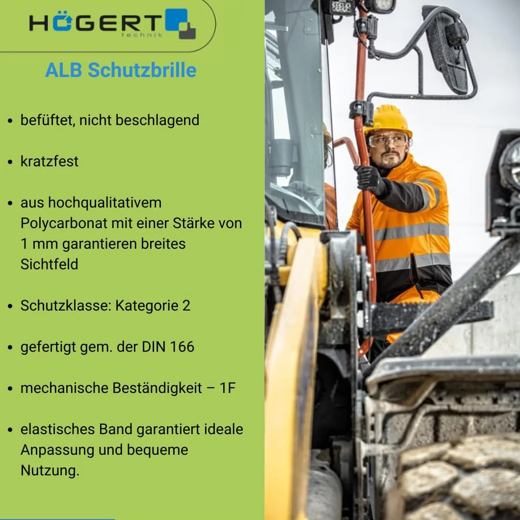 Högert Technik - Gogle ochronne | Gogle ochronne gwarantują ochronę oczu podczas prac rozbudowy, montażu lub prac w warsztacie mechanicznym | wzmocnione, nie parują i odporne na zarysowania
