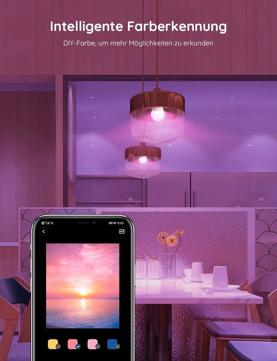 Govee Alexa inteligentna żarówka E27, zmiana kolorów z lampą do synchronizacji muzyki, WiFi i Bluetooth, inteligentna żarówka LED funkcjonowanie za pomocą aplikacji Google Assistant, 2 sztuki