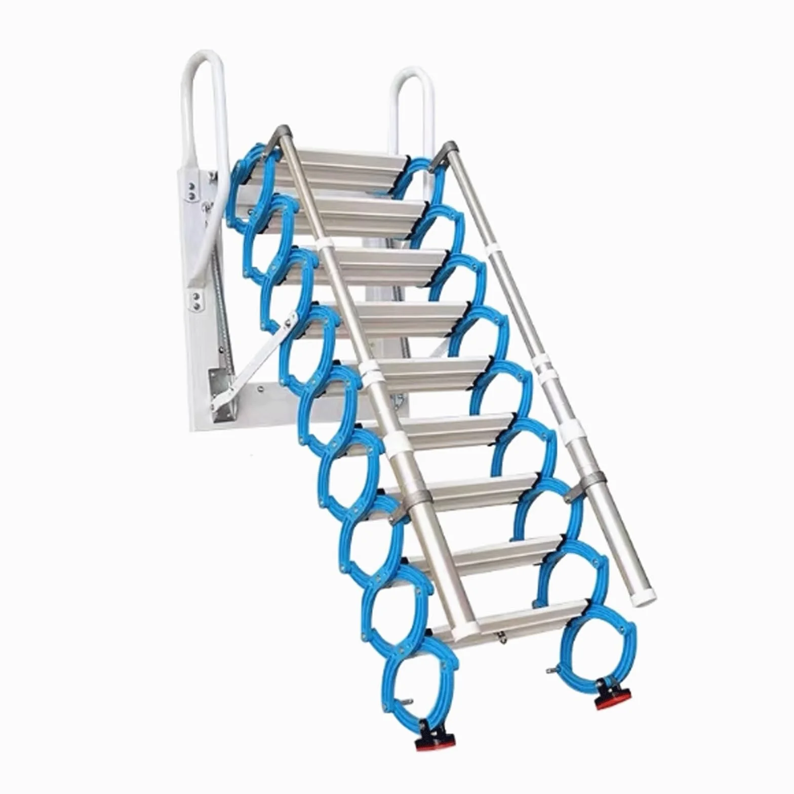 Schody strychowe składane schody strychowe schody loft uchwyt ścienny drabina loft drabina poddasza drabina teleskopowa schody sufit instrukcja z poręczami (2,1-2,6 m)