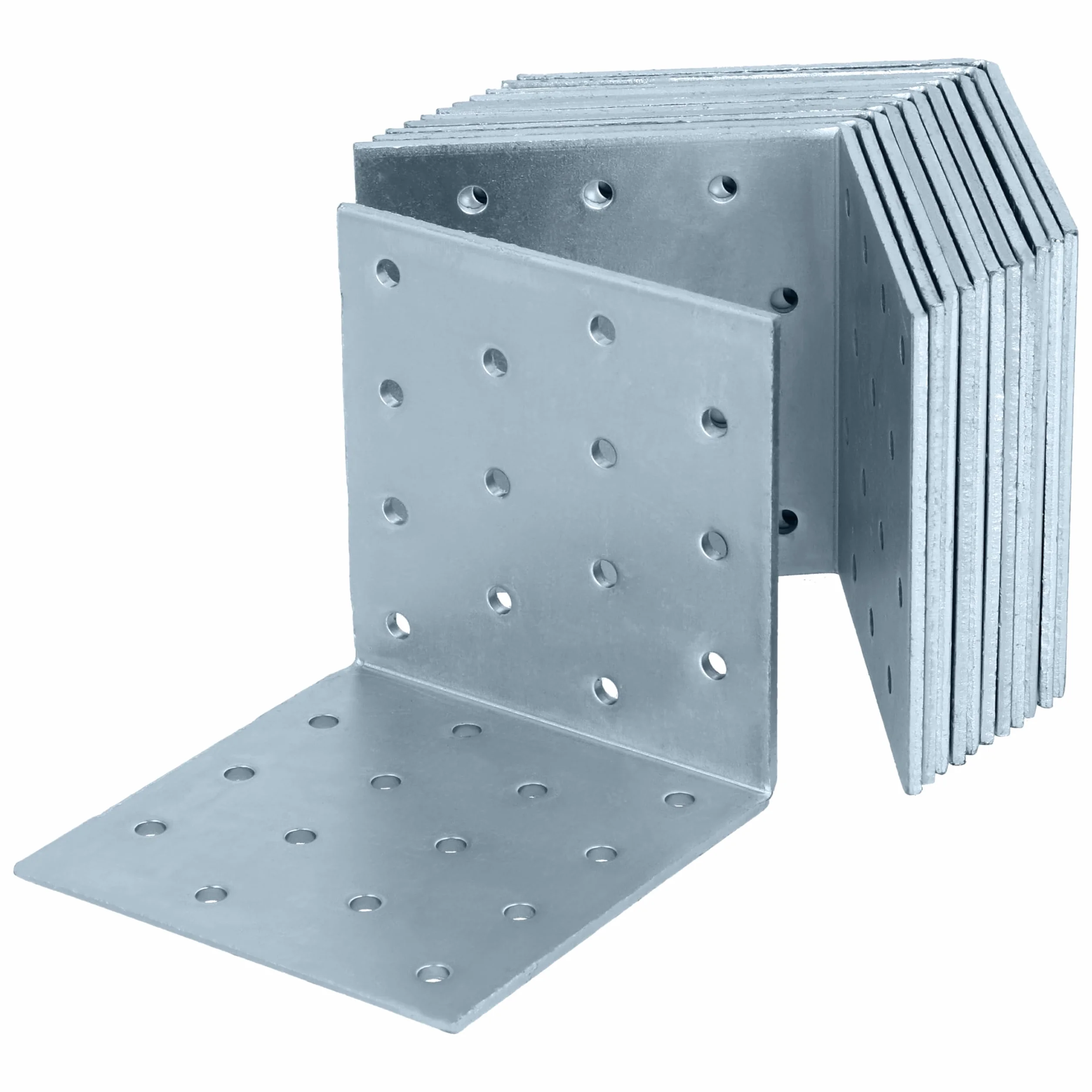 HELPMATE – Kątownik perforowany 80x80x80 mm – 12 sztuki – ocynkowany | Niebieskie, pasywowane łączniki do drewna – zabezpieczone przed korozją, z nawierconymi otworami i łatwe w montażu