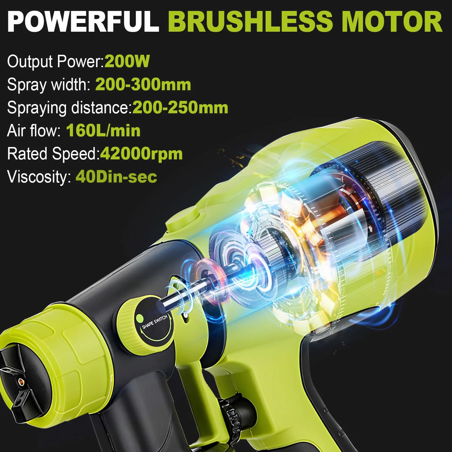 Bezprzewodowy rozpylacz do farb Ryobi 18 V, elektryczny ręczny pistolet natryskowy HVLP z 4 dyszami, 3 wzorami, zbiornik 1000 ml do mebli domowych, ogrodzenia, malarstwa tarasowego