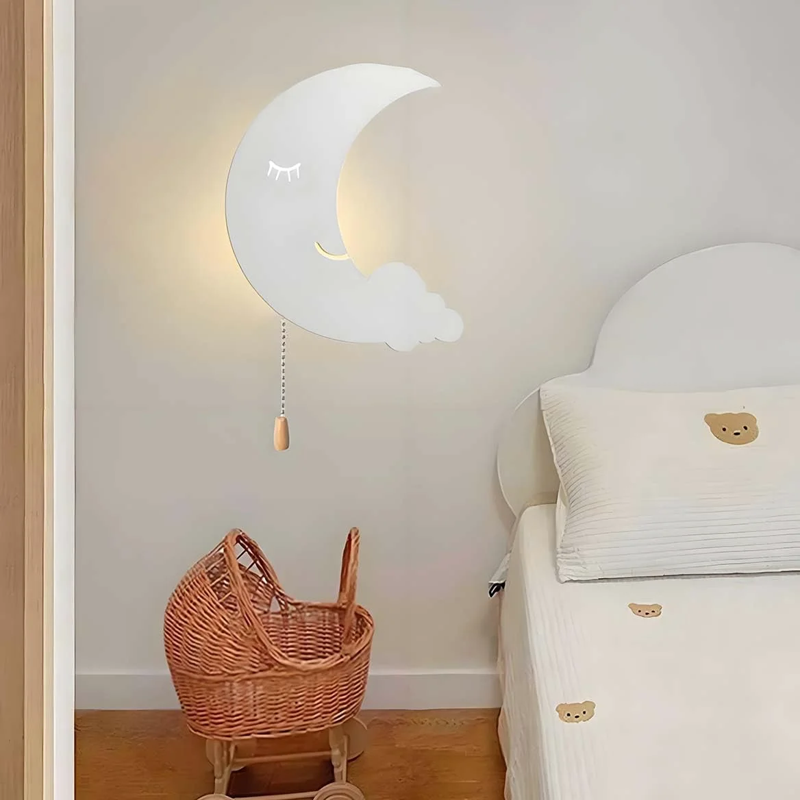 AoLa Kinkiet księżycowy LED 6W z przełącznikiem wewnętrzna lampa ścienna do pokoju dziecięcego Nowoczesna lampa księżycowa o 3 temperaturach barwowych dekoracja pokoju dziecięcego lampka nocna