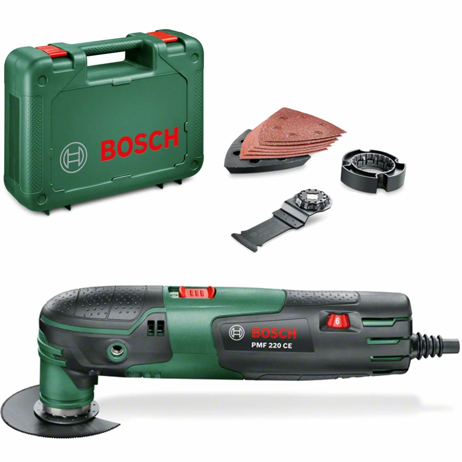 Bosch Wielofunkcyjne narzędzie DIY PMF 220 CE, czarny, zielony, 0603102000 220 W, 220 V