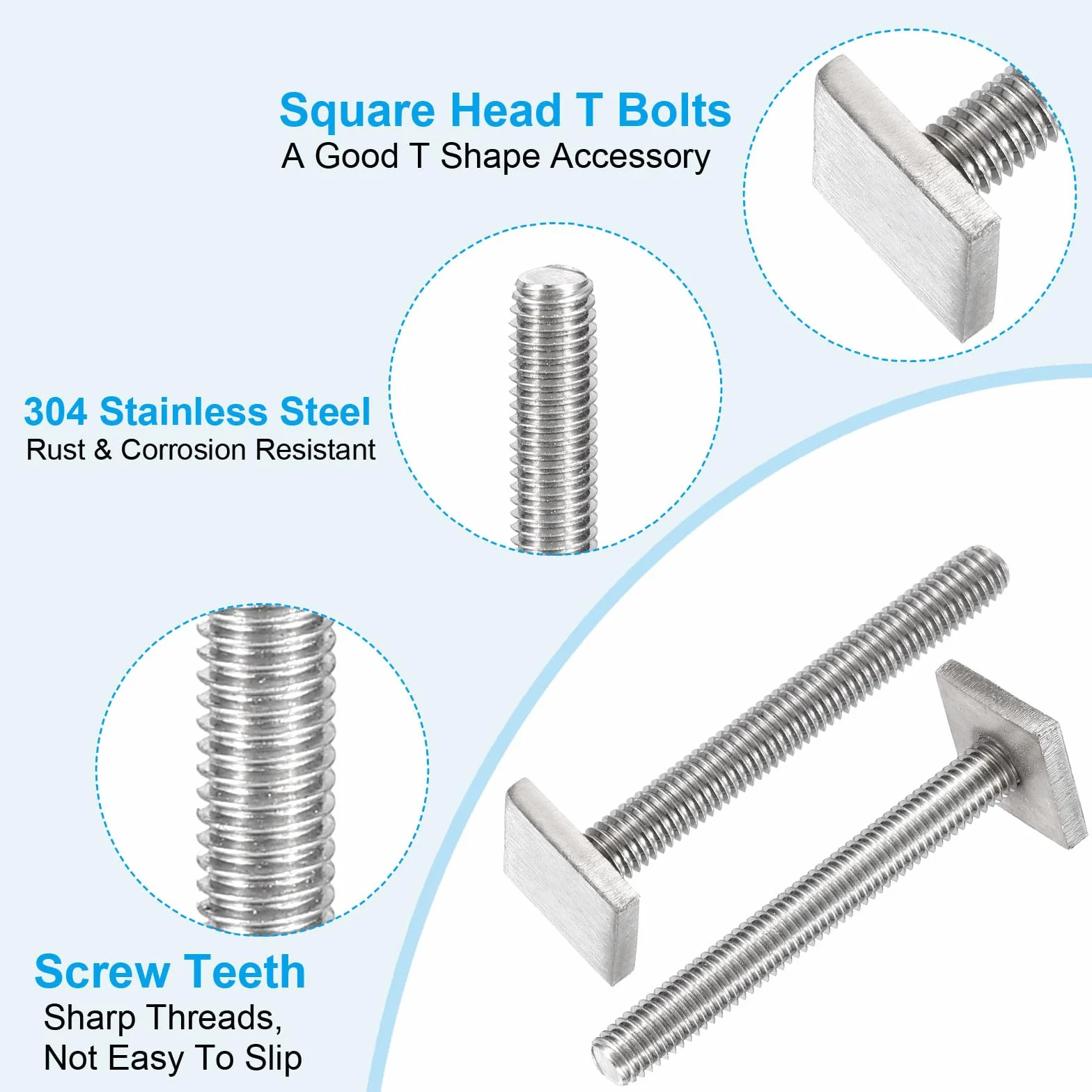 PATIKIL Adapter T-Nut Kamienie rowkowe M8 x 65 mm, 4 zestawy bagażników ze stali nierdzewnej, kamienie rowkowe, śruby z nakrętką, podkładki, do bagażników relingowych, rowerowych, bagażników dachowych