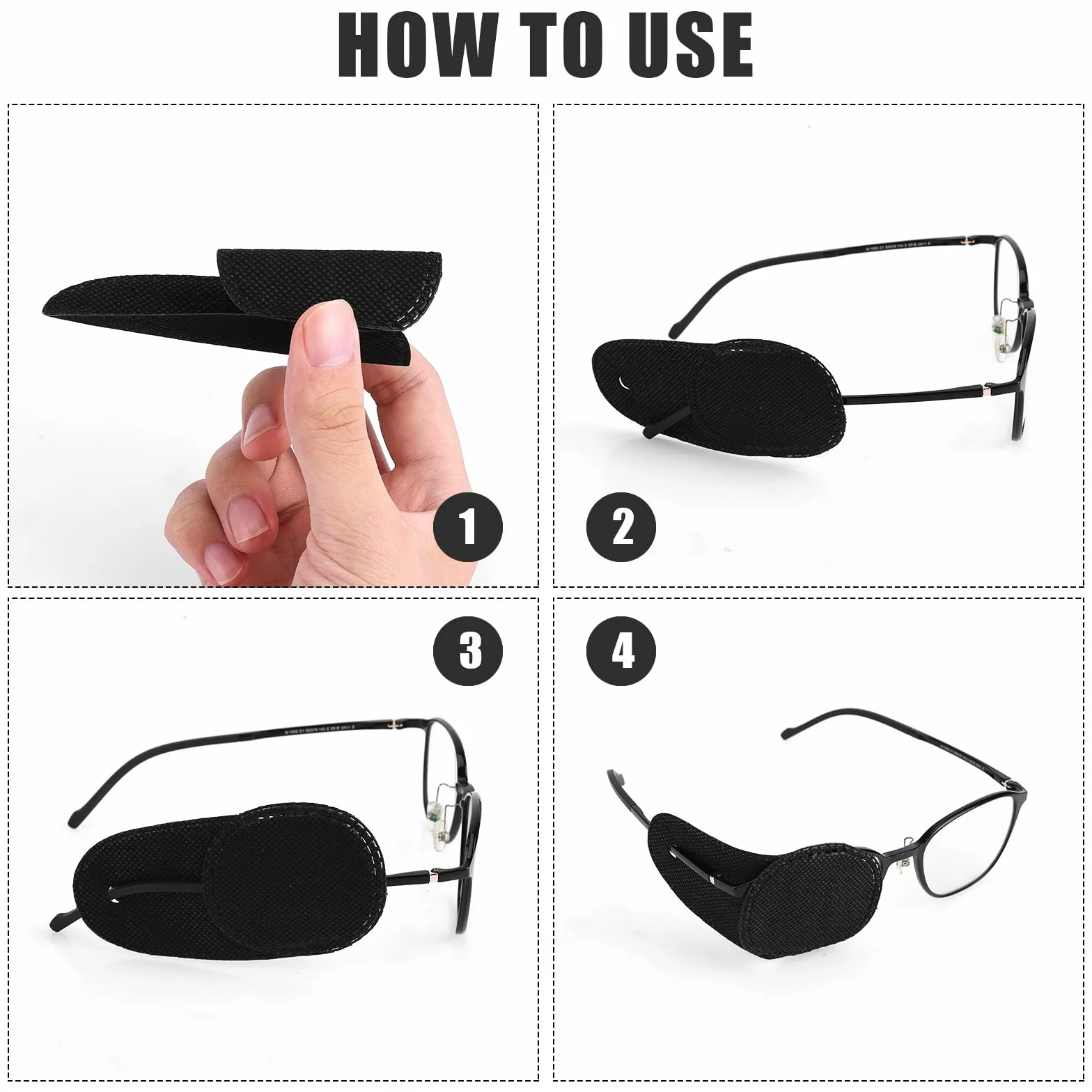6 Sztuk Przepaska na Oko, Czarna Lazy Eye Patch Wielokrotnego na Oko dla Doroslych Medyczne Przepaski na Oczy dla Doroslych w Leczeniu Leniwego Oka Niedowidzenie Zeza dla Dzieci Dorosli (Duze)