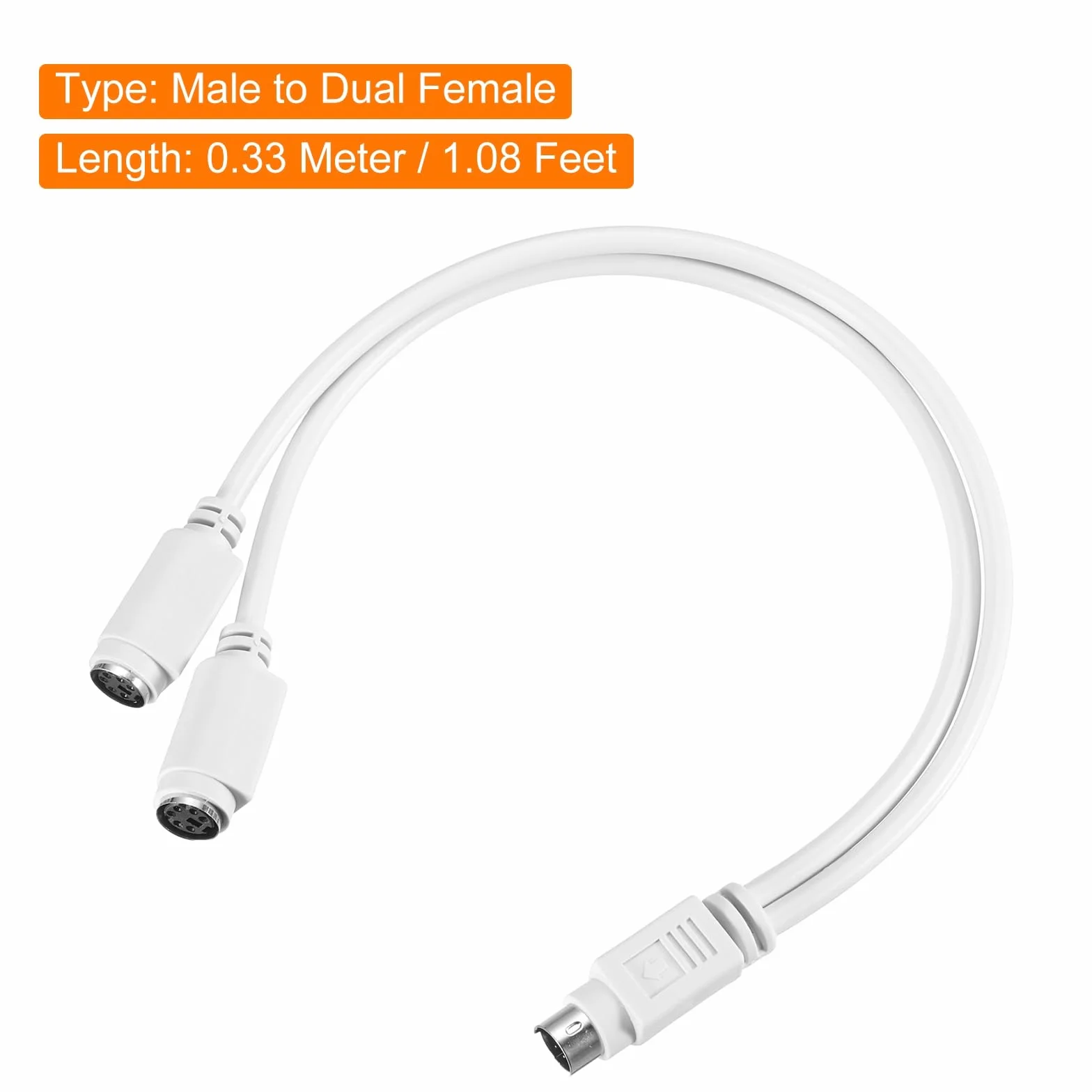QUARKZMAN Adapter Y PS/2 MDIN6 1,08FT PS/2 wtyczka na podwójny konwerter żeński adapter do przemysłowej klawiatury i myszy komputerowej, czarny