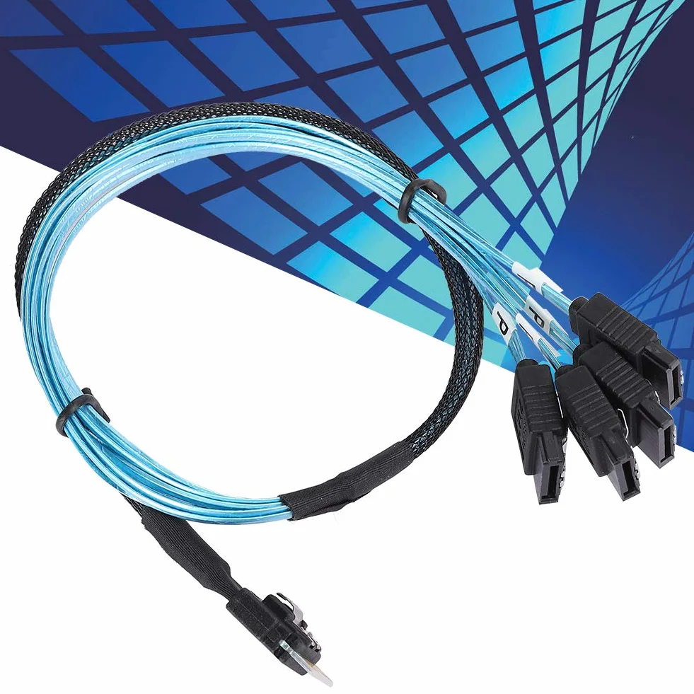 Kabel do Transmisji Danych MINI SAS, Kabel SFF-8654 do 4Xsata, kompatybilność Interfejsu SAS 38P SFF-8654 z Dyskami SATA do Serwera, Dysku Twardego, Komputera, Hosta