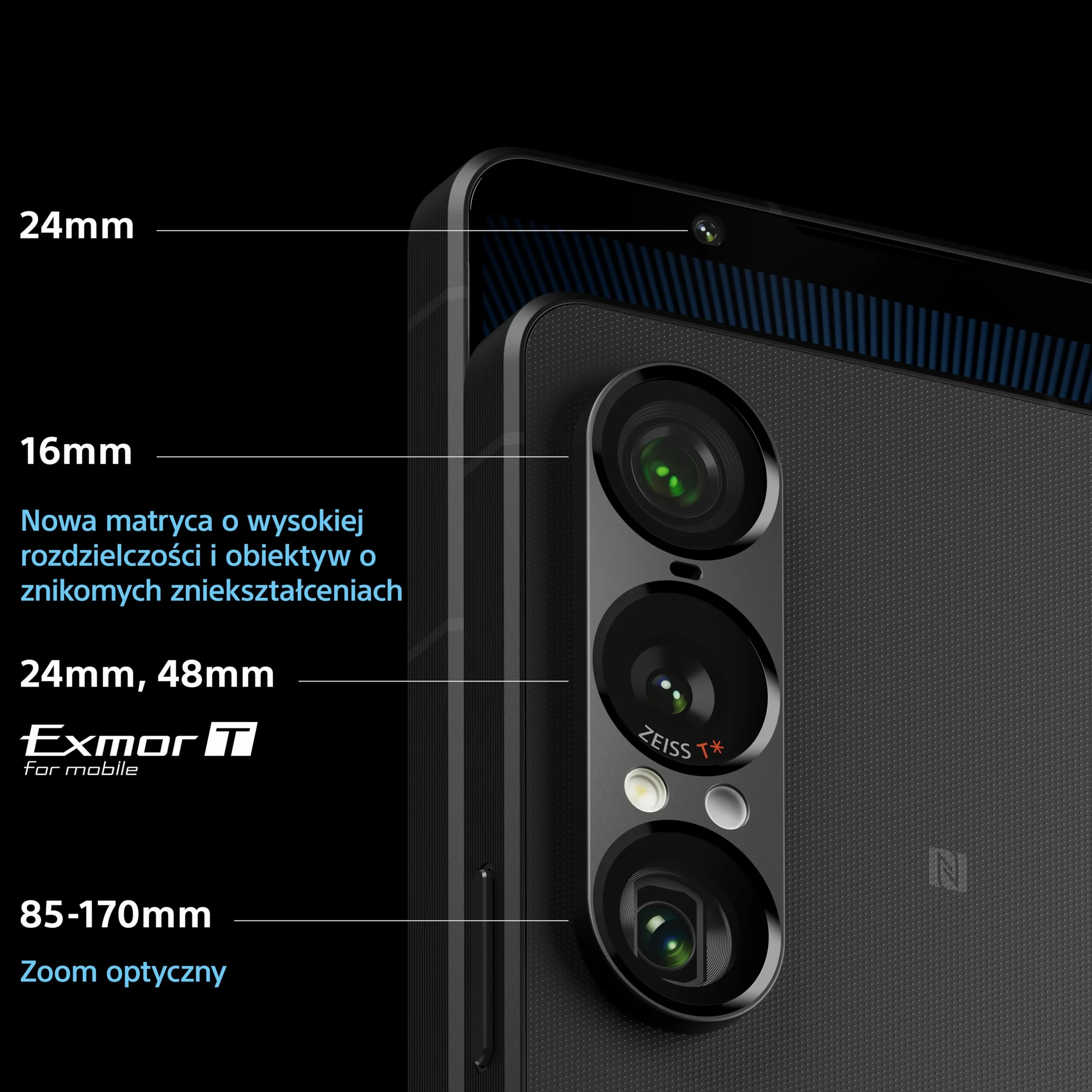 Sony Xperia 1 VII Czarny superszerokokątny przetwornik Xperia Intelligence 2 dni baterii
