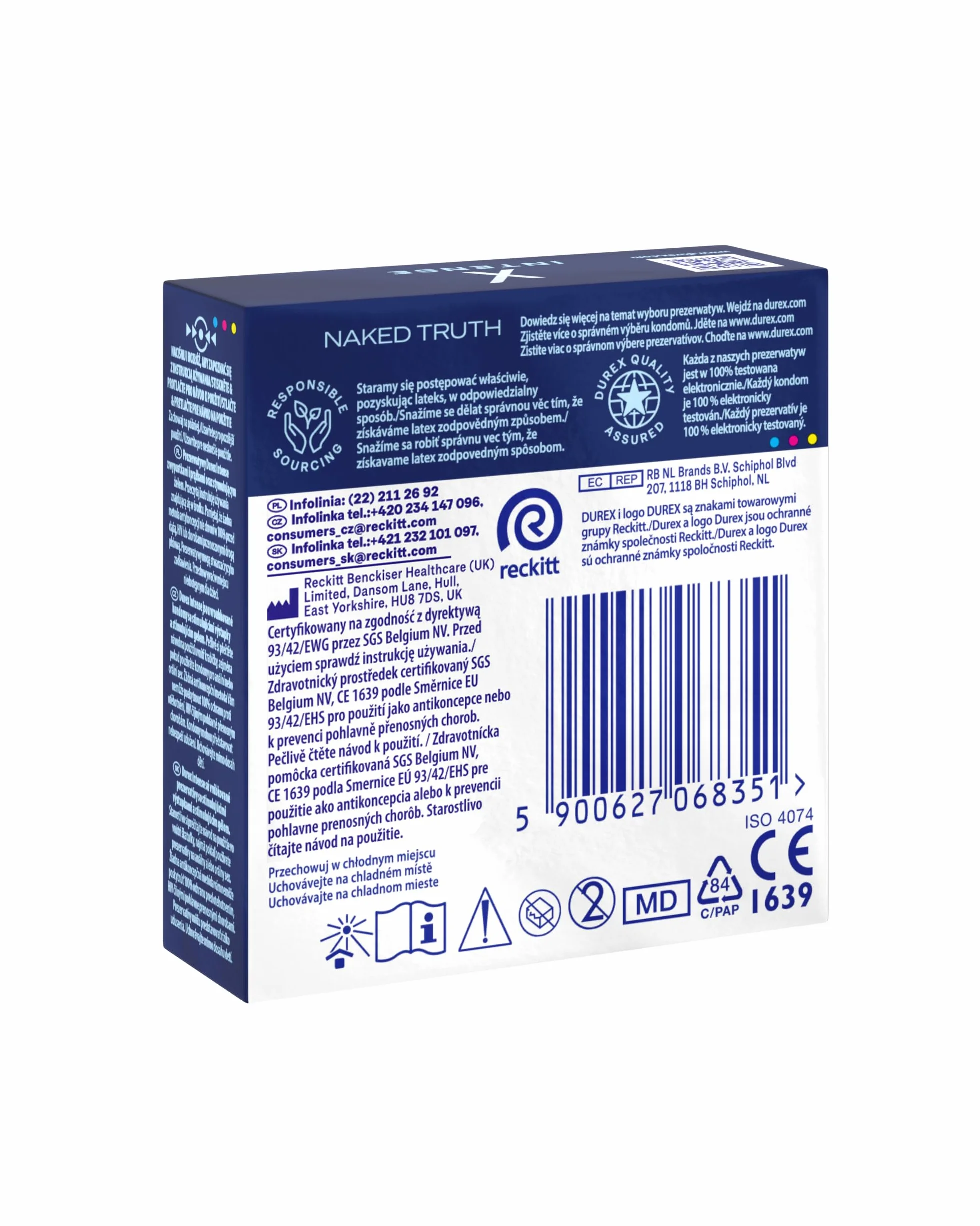 Durex Intense Prezerwatywy z wypustkami i prążkami dla dwojga 3 szt.