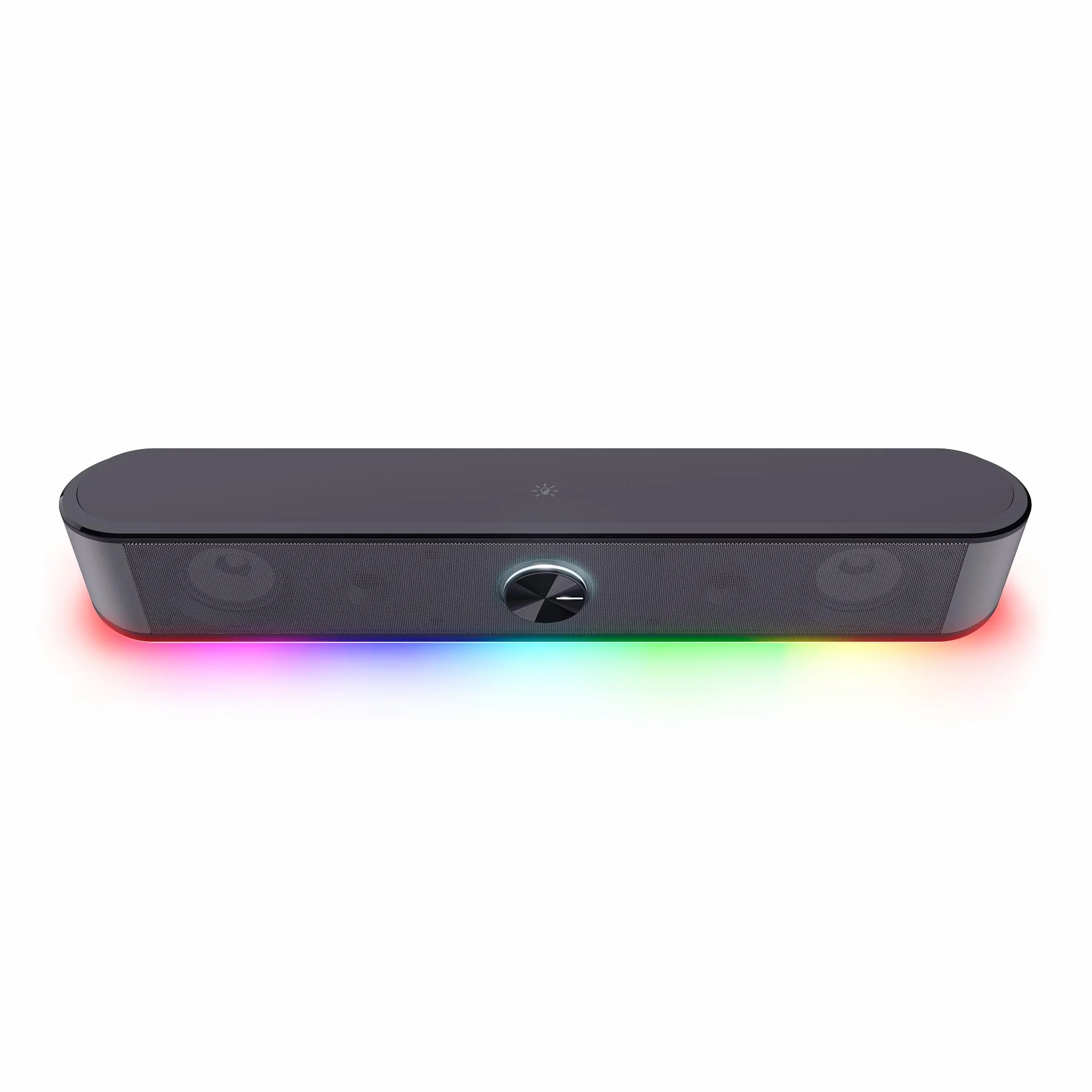 GXTrust 1619 Rhox soundbar RGB, podświetlane głośniki PC, moc szczytowa 12 W, głośnik stereo zasilany przez USB, połączenie audio jack 3,5 mm, soundbar do komputera i laptopa, szary