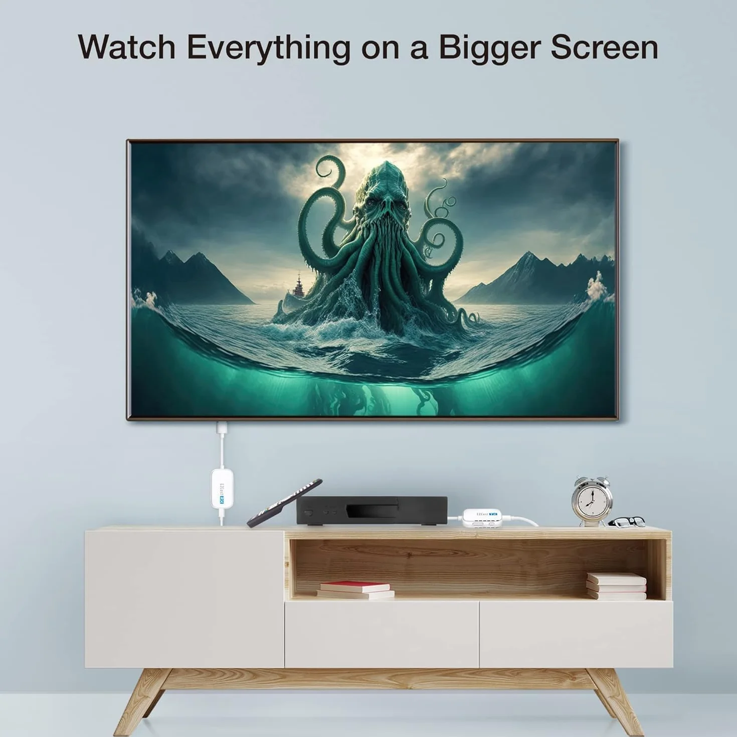 2025 Ulepszony bezprzewodowy nadajnik i odbiornik HDMI EZCast, 4K 30Hz, dublowanie ekranu i rozszerzenie do laptopa/PC/PS5, zasięg 30 m