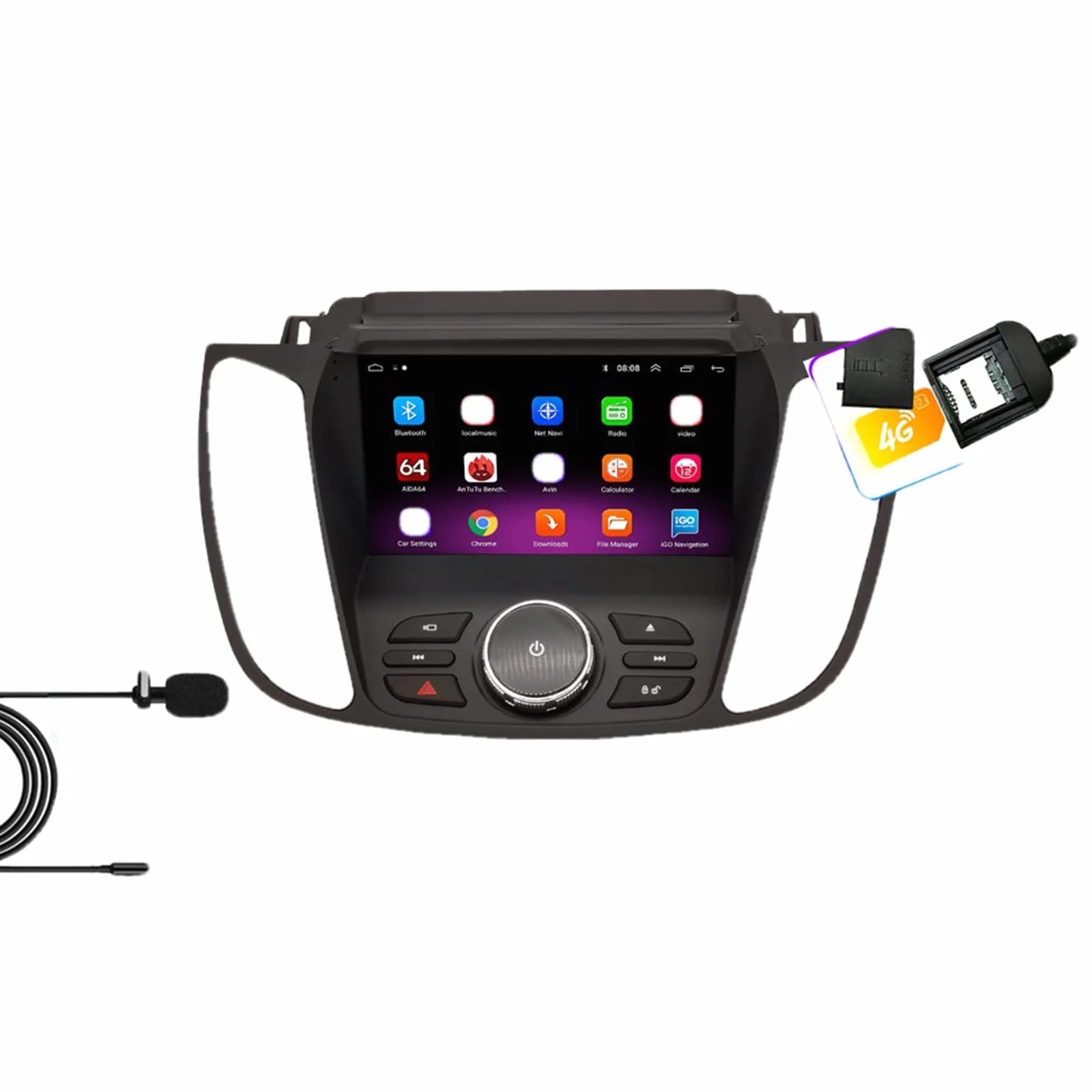 Samochód Android 10 Multimedia 2 DIN Radio GPS Nawigacja Ford Kuga Escape 2013-2016 4G 8Core 64G