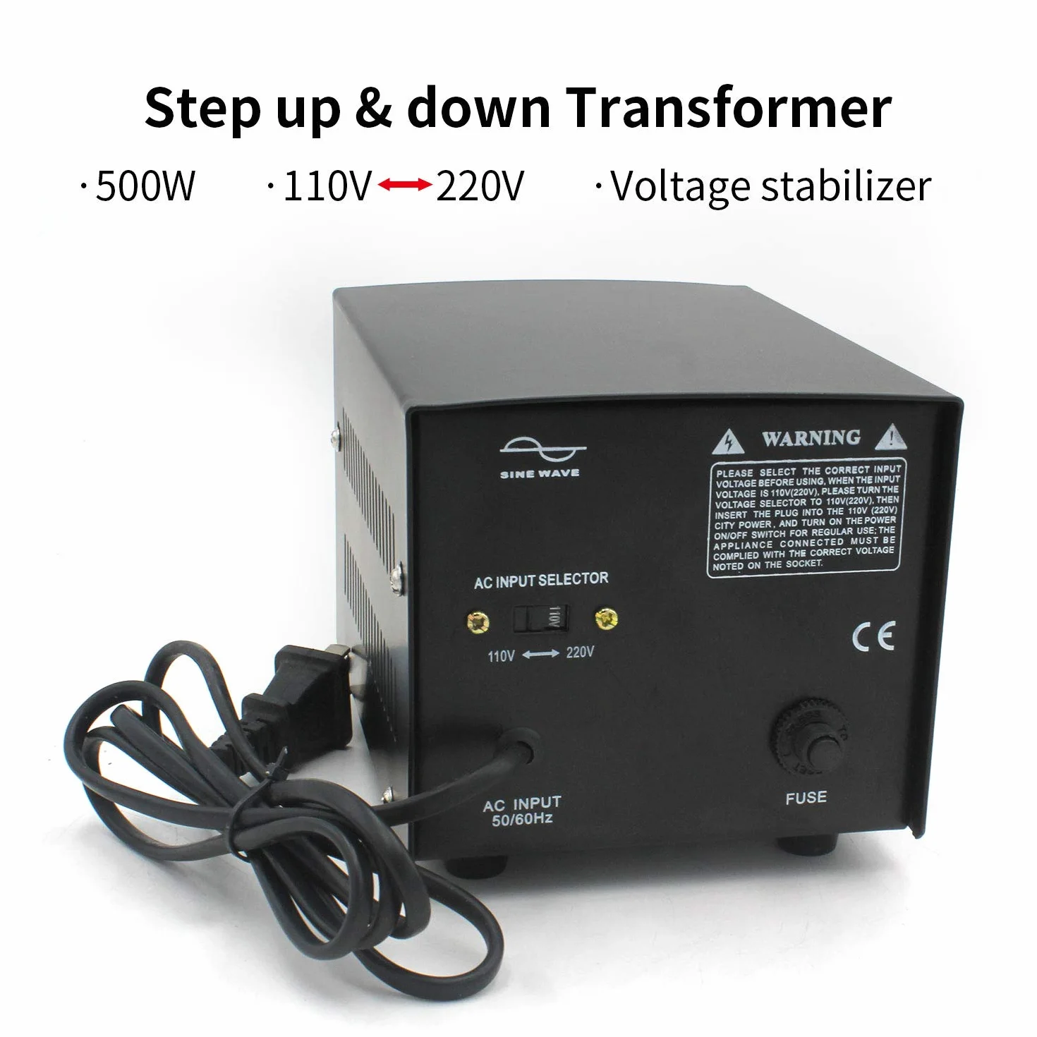 Konwerter napięcia 500 VA USA transformator pierścieniowy 220 V na 110 V Step Up & Step Down Voltage Converter 500 W