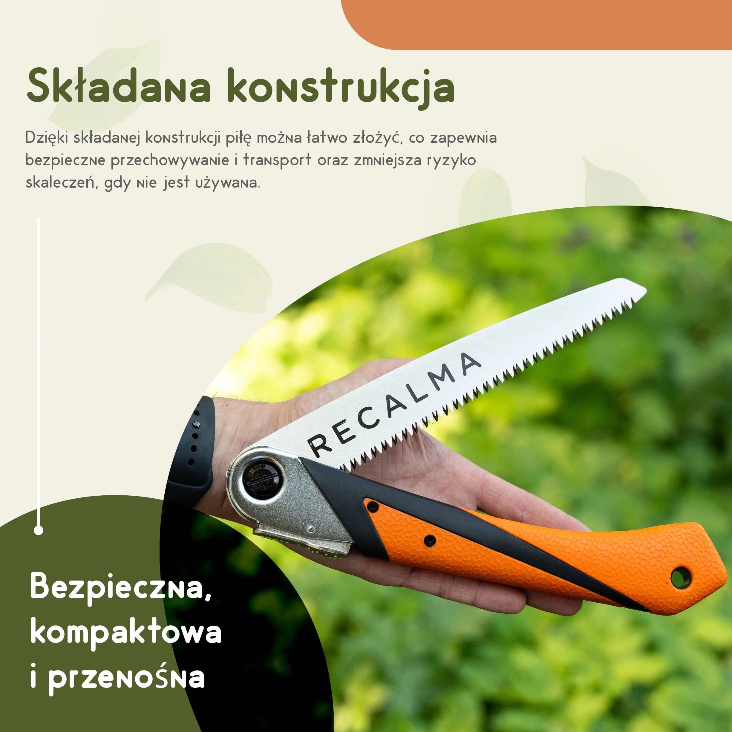 Piła ręczna do gałęzi, składana, hartowana piła SK5 210 mm, składana piła do drewna do ogrodu