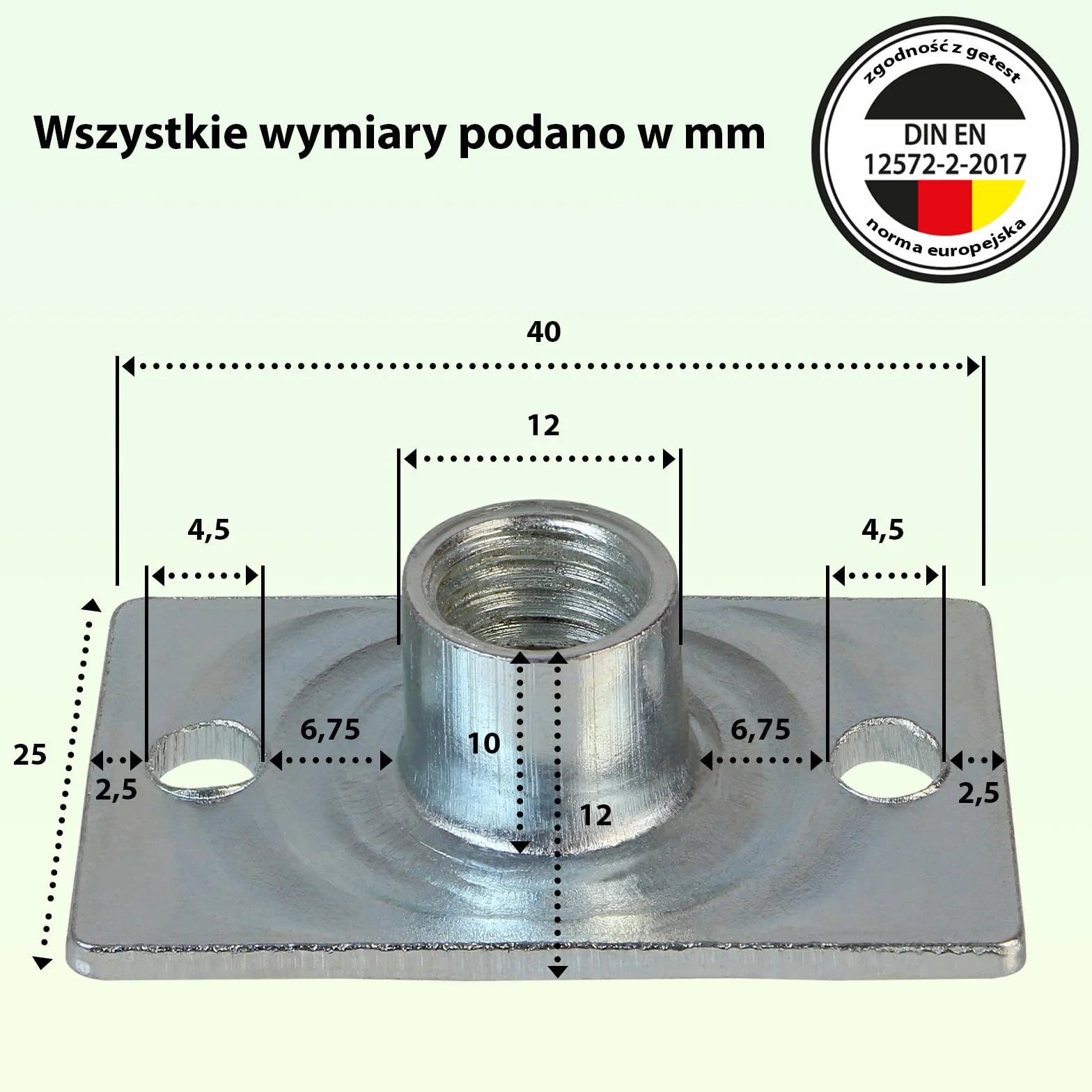 ALPIDEX 50 x nakrętka z kołnierzem M10 DIN EN 12572-2-2017 stal ocynkowana profesjonalna przykręcania nakrętka