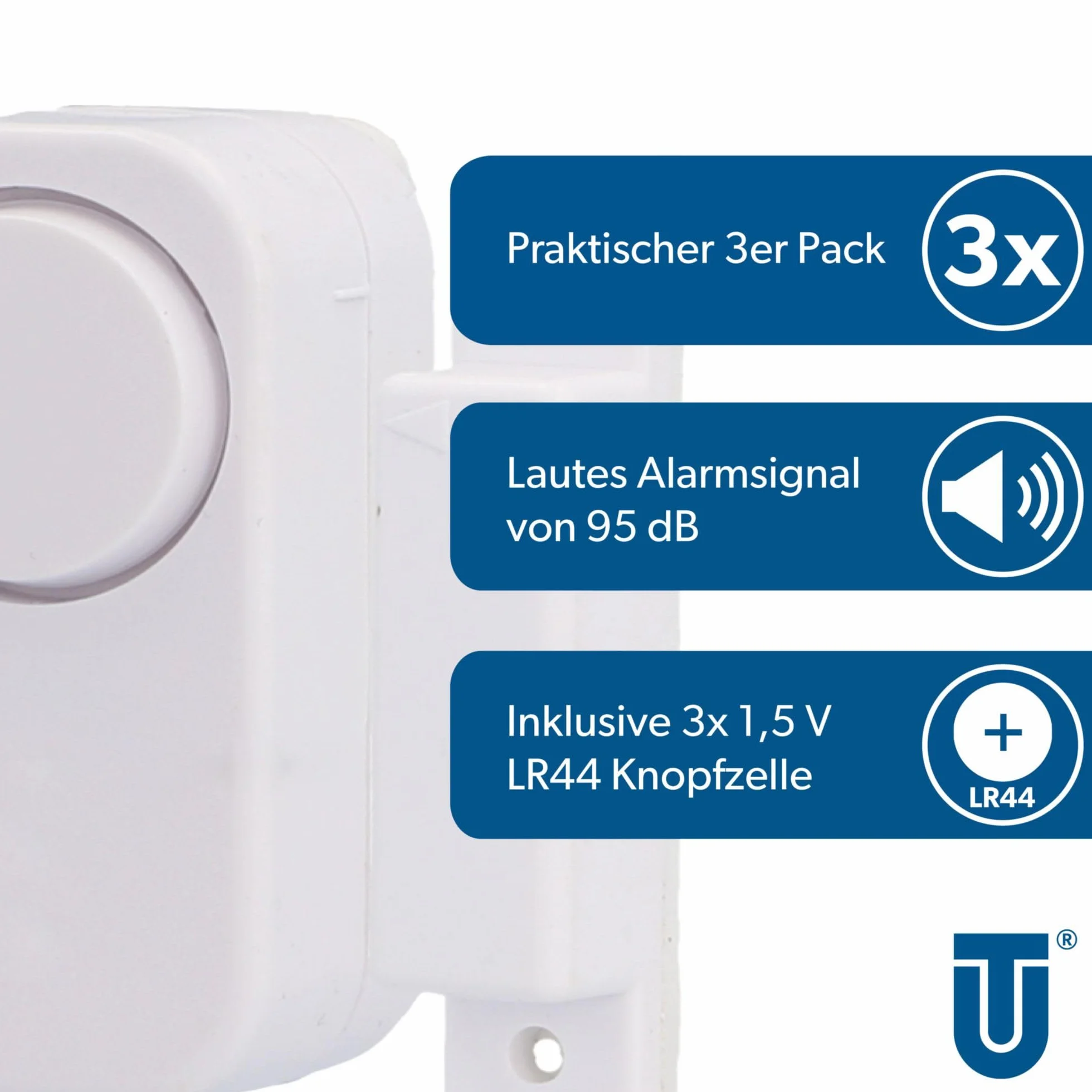UNITEC Alarm do okien i drzwi, zestaw 3 szt. ze stykiem magnetycznym
