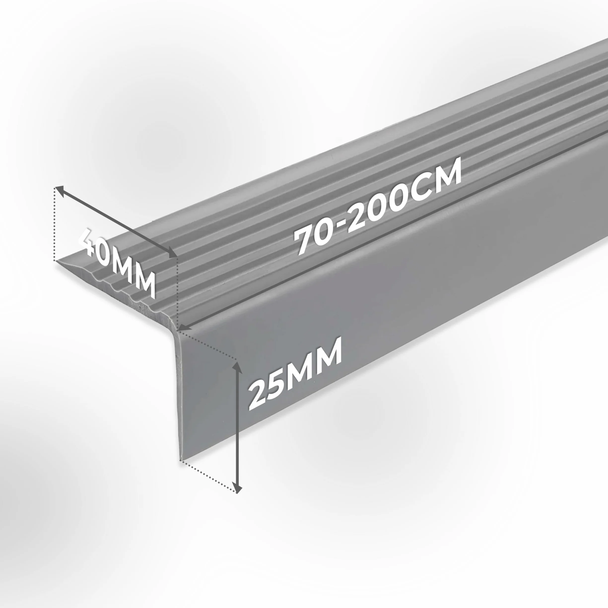 QUEST Profil schodowy PVC 40x25 mm, samoprzylepny antypoślizgowy nosek schodowy, ciemnoszary, 90 cm