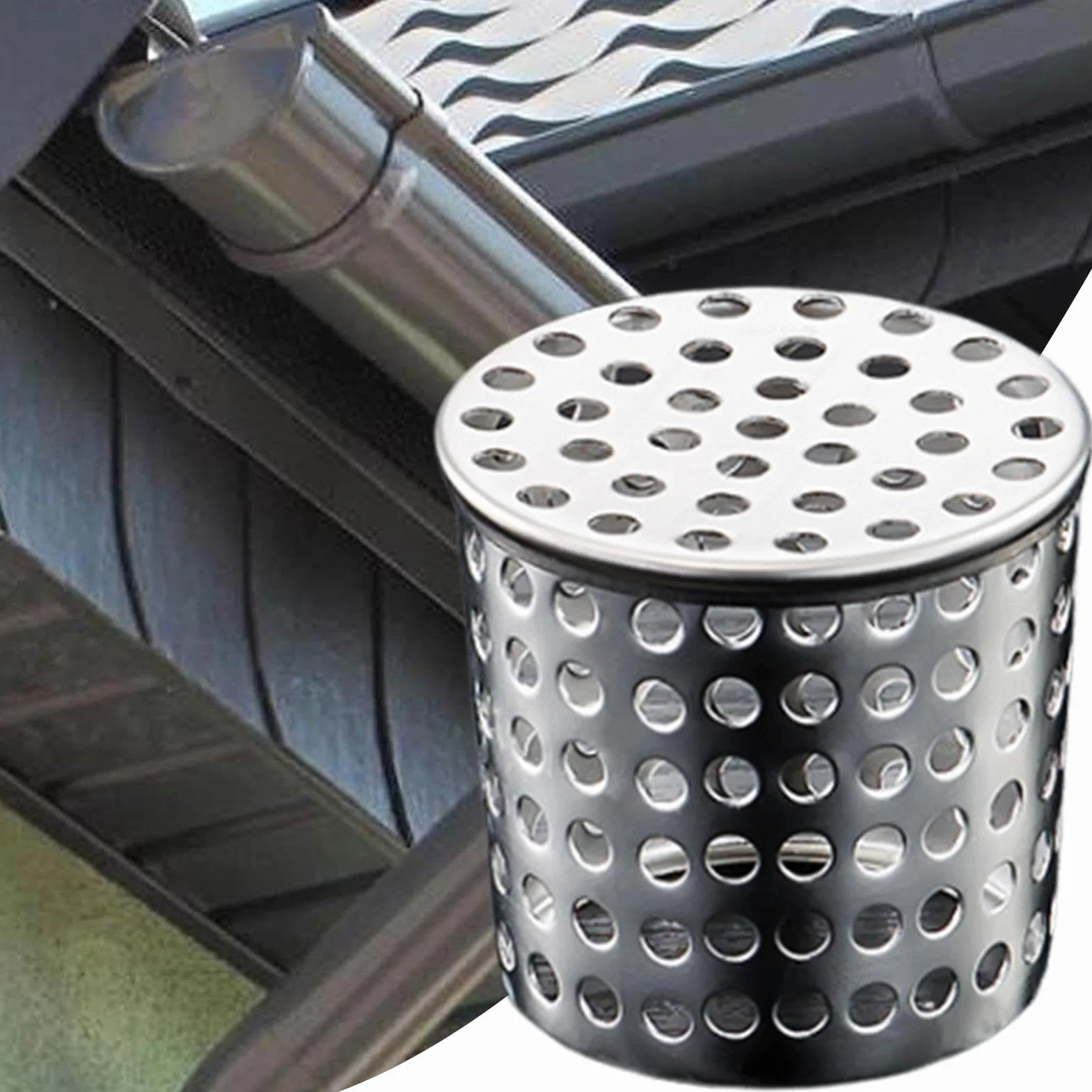Osłona rynny spustowej, filtr liści rury spustowej, osłony liści rynny, konstrukcja ze stali nierdzewnej 304, 60 mm, regulowana i elastyczna konstrukcja, łatwy montaż na liście, inne zanieczyszczenia