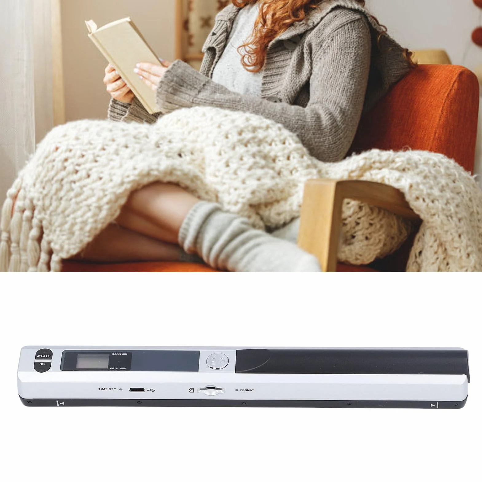 Przenośny Skaner Dokumentów USB 900 DPI Kolorowy 8,27 Cala Srebrny
