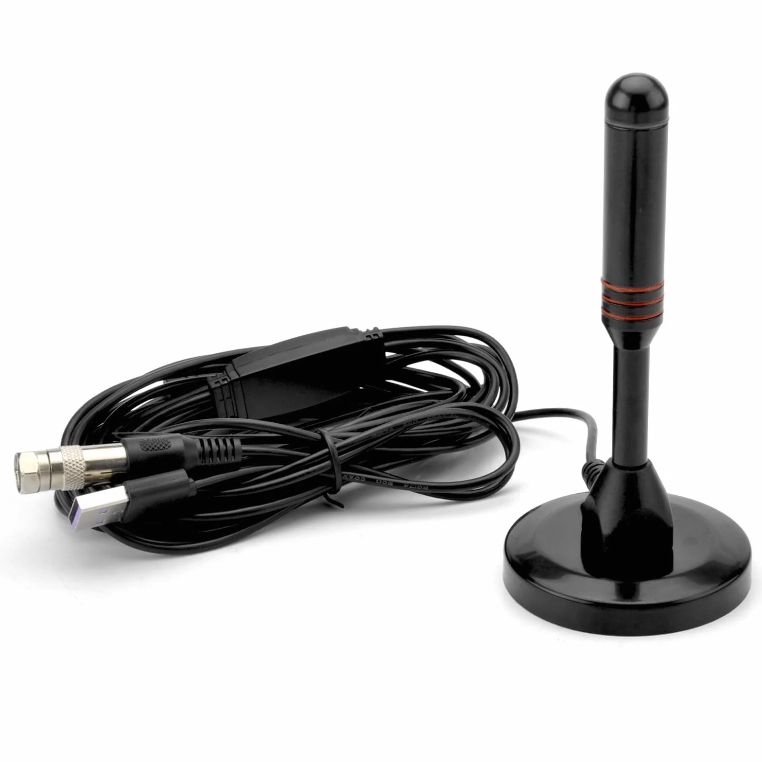 Antena DVB-T2, cyfrowa antena pokojowa do telewizorów, dvbt2 antena ze wzmacniaczem, odbiór 360 stopni, z podstawą magnetyczną, kabel 5 m, obsługuje kanały HD 4K i wszystkie urządzenia telewizyjne