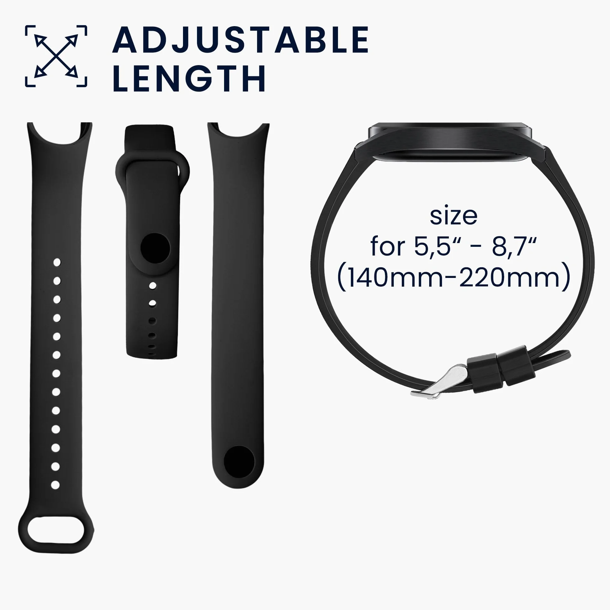 kwmobile Bransoletka zastępcza kompatybilna z Xiaomi Mi Band 7 – bransoletka fitness z silikonu w kolorze czarnym
