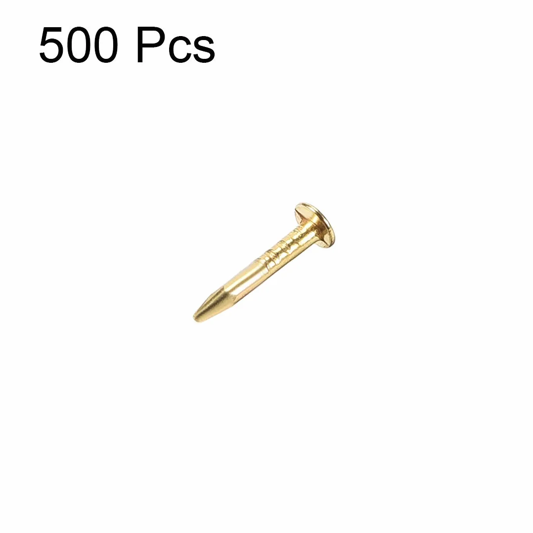 sourcing map 500 sztuk małych gwoździ sprzętowych żelazo 1 x 8 mm (DxL) do samodzielnego wykonania dekoracyjnych drewnianych skrzynek akcesoria złoty odcień