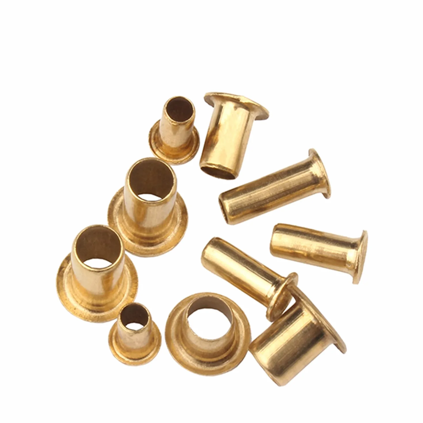 MroMax Mosiężne oczka nity M4 x 10 mm nity z otworami przelotowymi puste przelotki gwoździe śruby łączniki 200 szt
