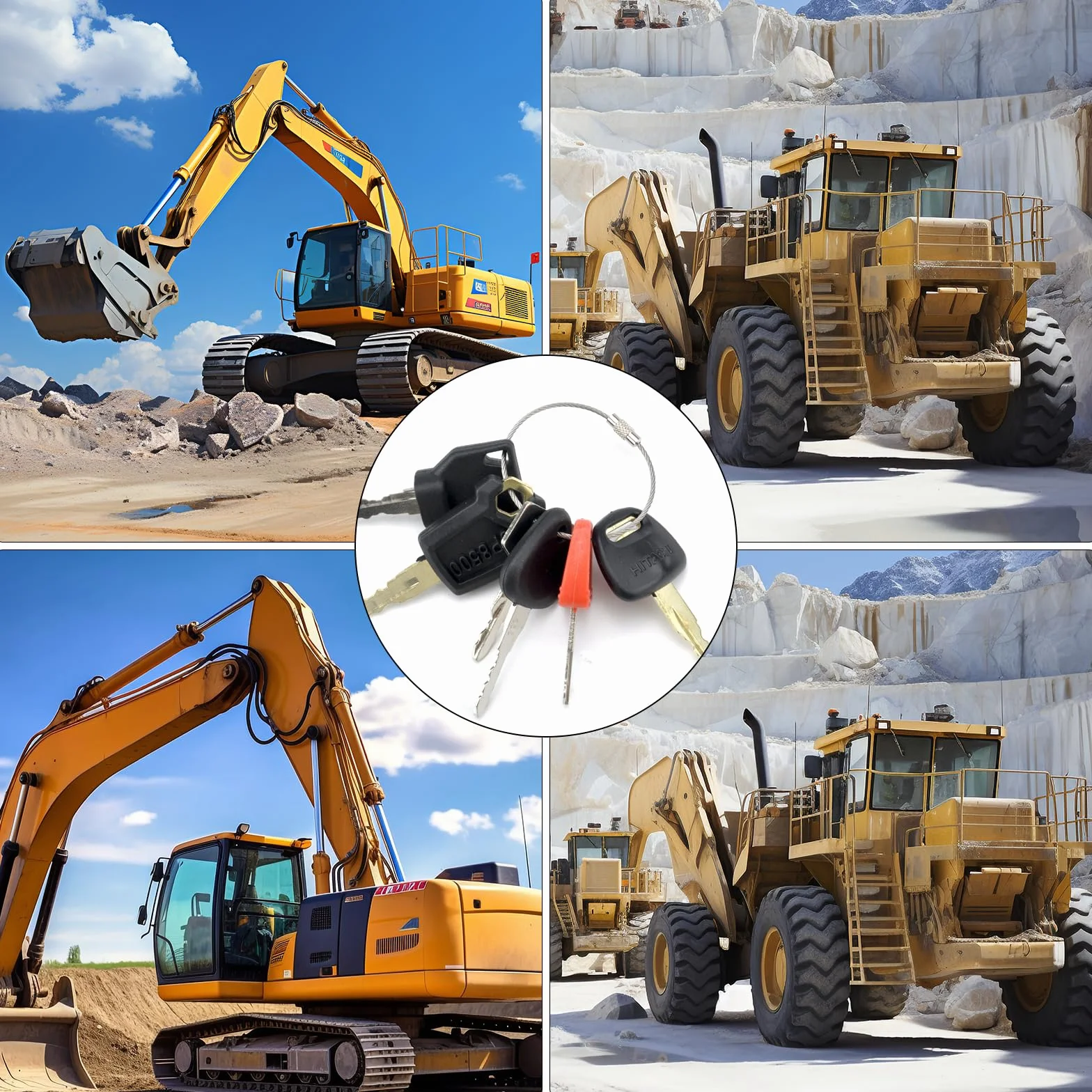 Zestaw 13 kluczy zapłonowych do maszyn budowlanych, wyłączników zapłonu motocyklowego i kluczy do Takeuchi, Kubota, Komatsu, Hitachi, Caterpillar, Kobelco