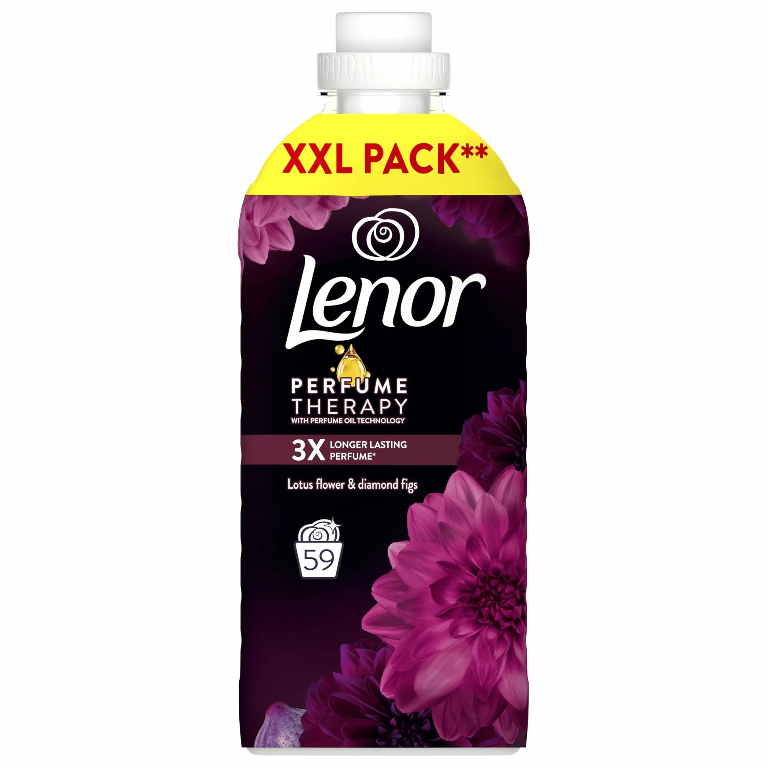 Lenor płyn do płukania tkanin, 59 prań, Lotus Flower & Diamond Figs, kolekcja Perfume Therapy zapewniająca 3 razy dłużej utrzymujący się zapach